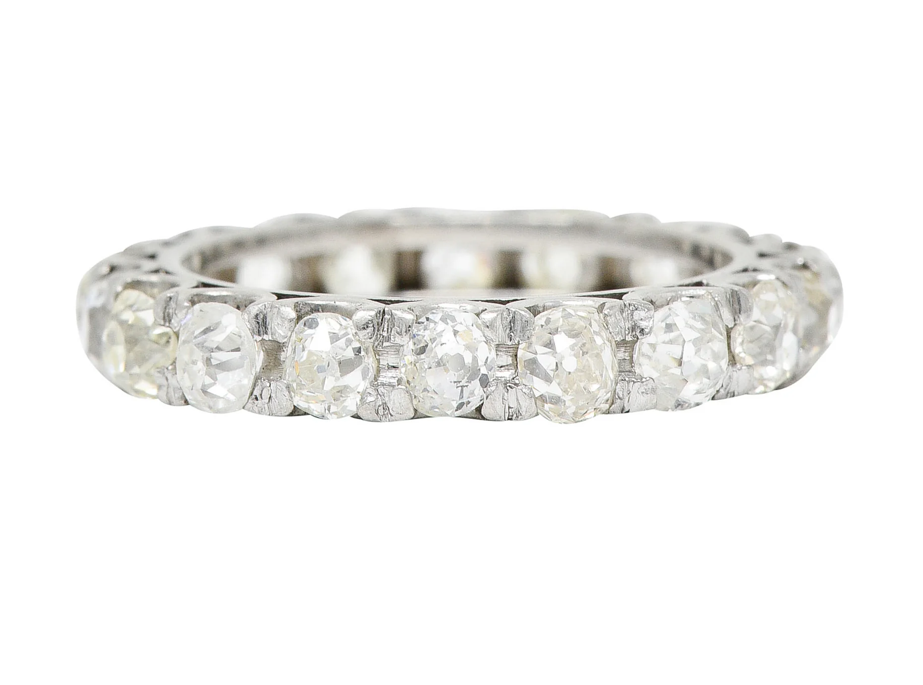 Art Deco 2.50 CTW Old Mine Diamond Platinum Eternity Band Ring - Image 3