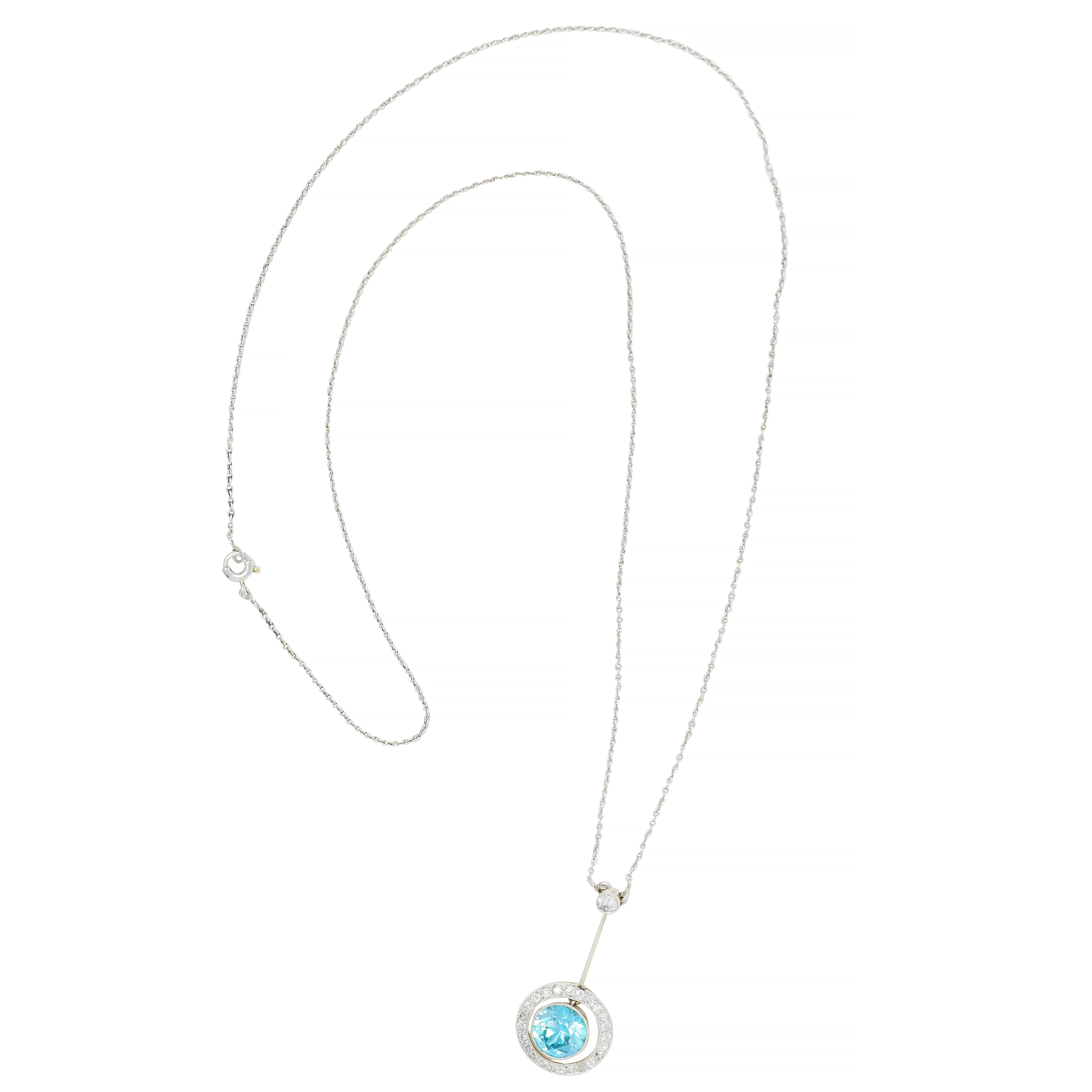 Art Deco 2.54 CTW Zircon Diamond Platinum Antique Pendant Necklace - Image 4