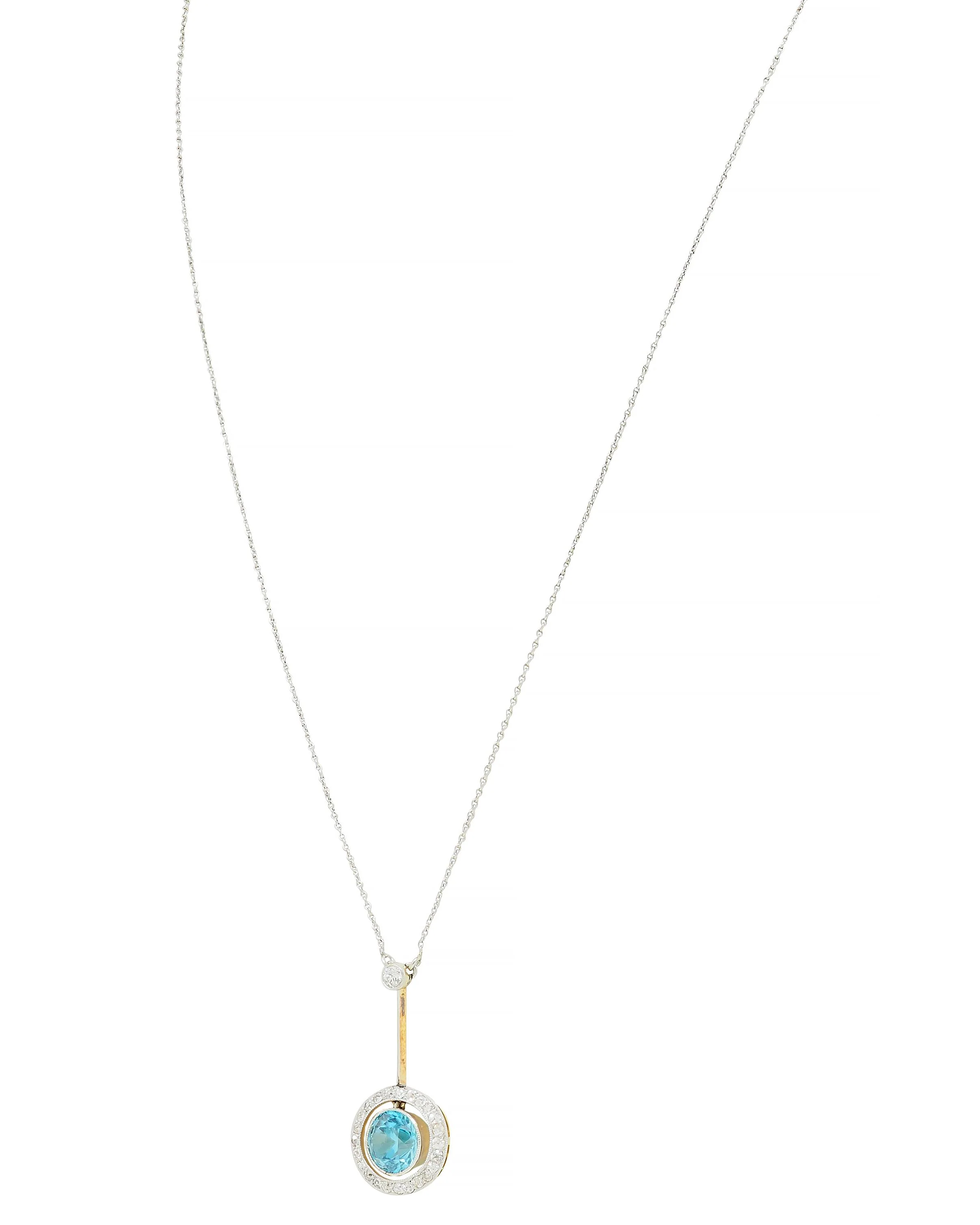 Art Deco 2.54 CTW Zircon Diamond Platinum Antique Pendant Necklace - Image 5