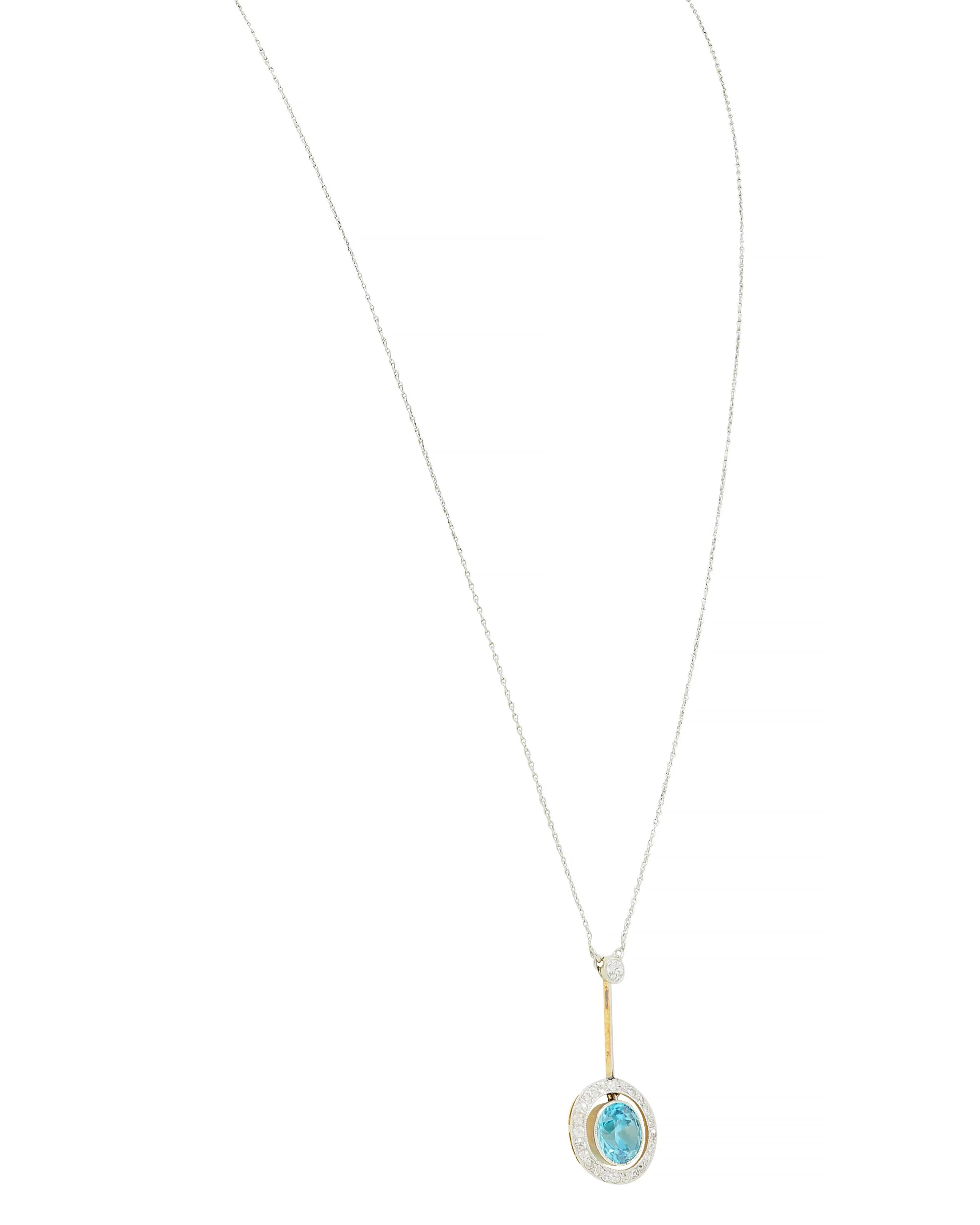 Art Deco 2.54 CTW Zircon Diamond Platinum Antique Pendant Necklace - Image 6