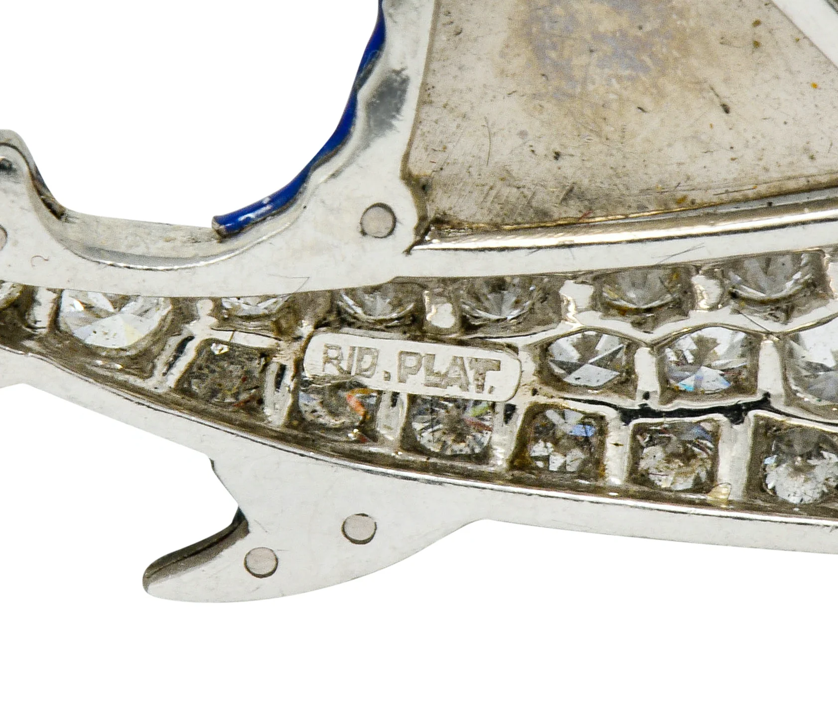 Art Deco 2.60 CTW Diamond Blue Enamel Platinum Swordfish Brooch - Image 7