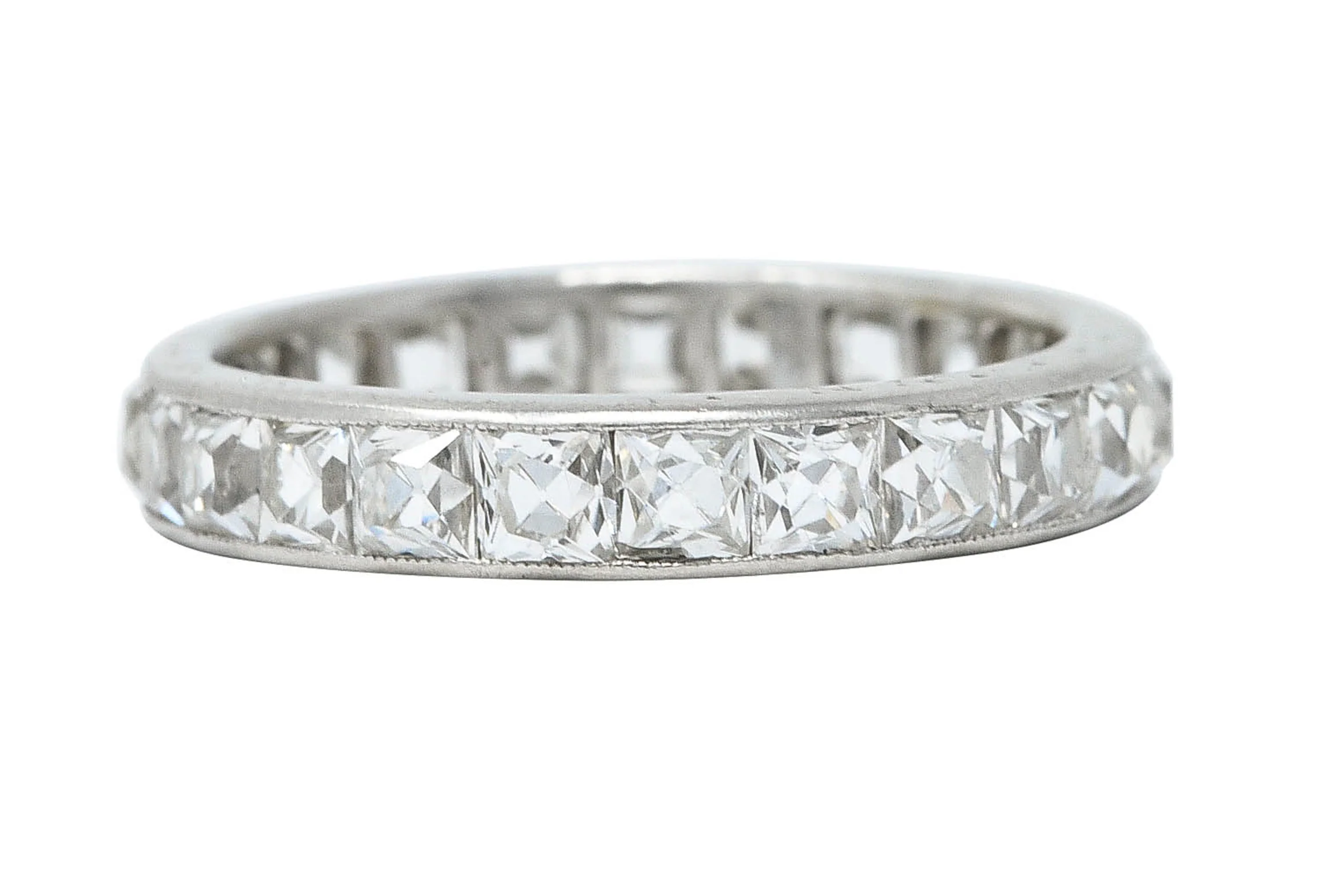 Art Deco 2.70 CTW French Cut Diamond Platinum Eternity Band Ring - Image 8