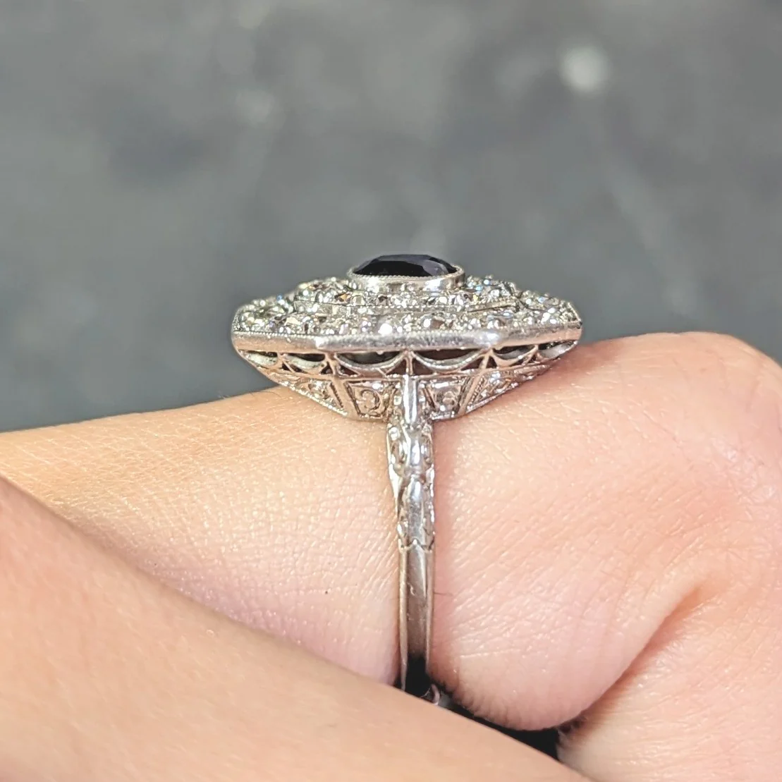 Art Deco 2.86 CTW Sapphire Old European Cut Platinum Vintage Cluster Dinner Ring - Image 13