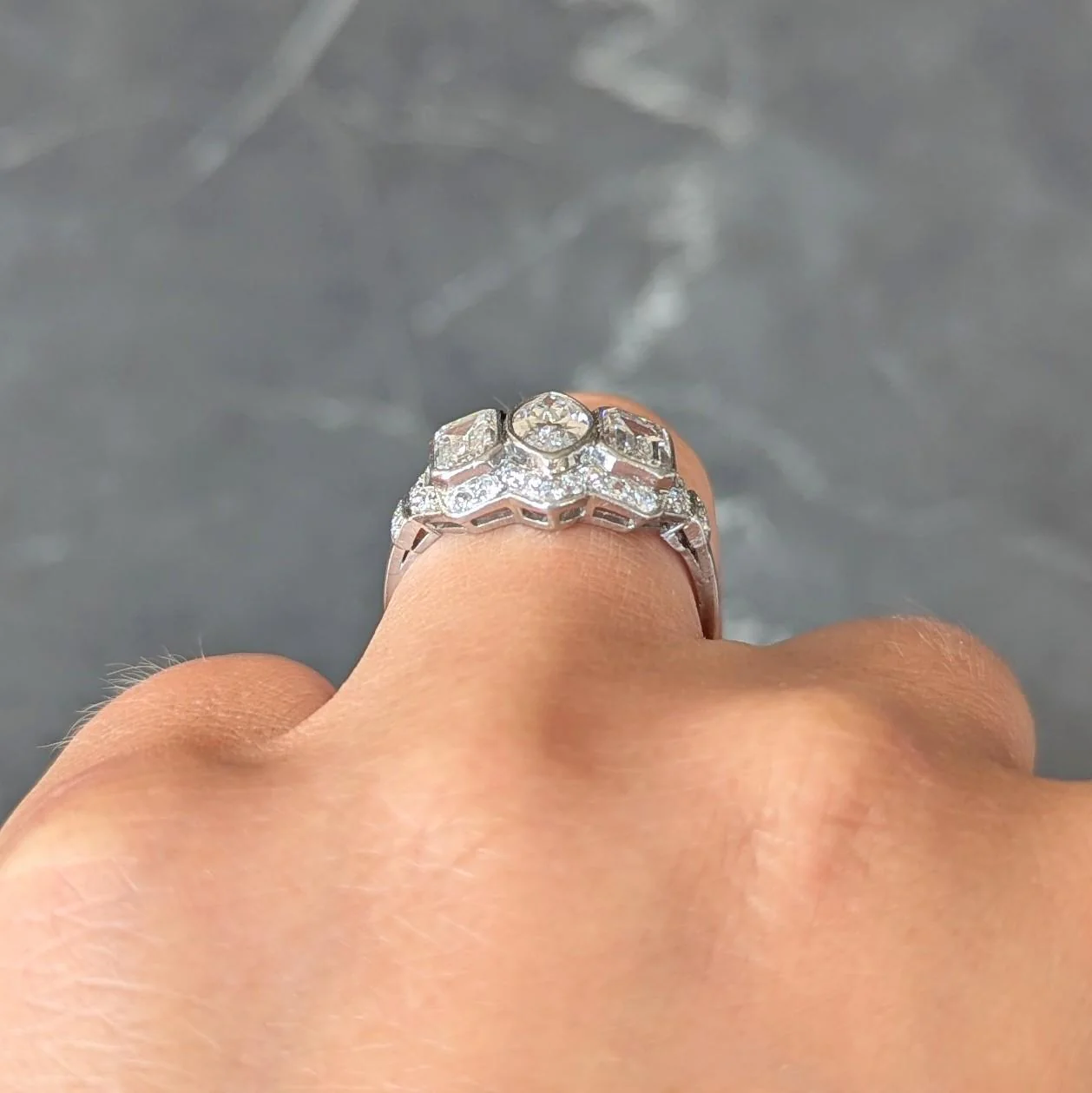 Art Deco 2.87 CTW Marquise Cut Diamond Platinum Vintage Halo Engagement Ring - Image 13