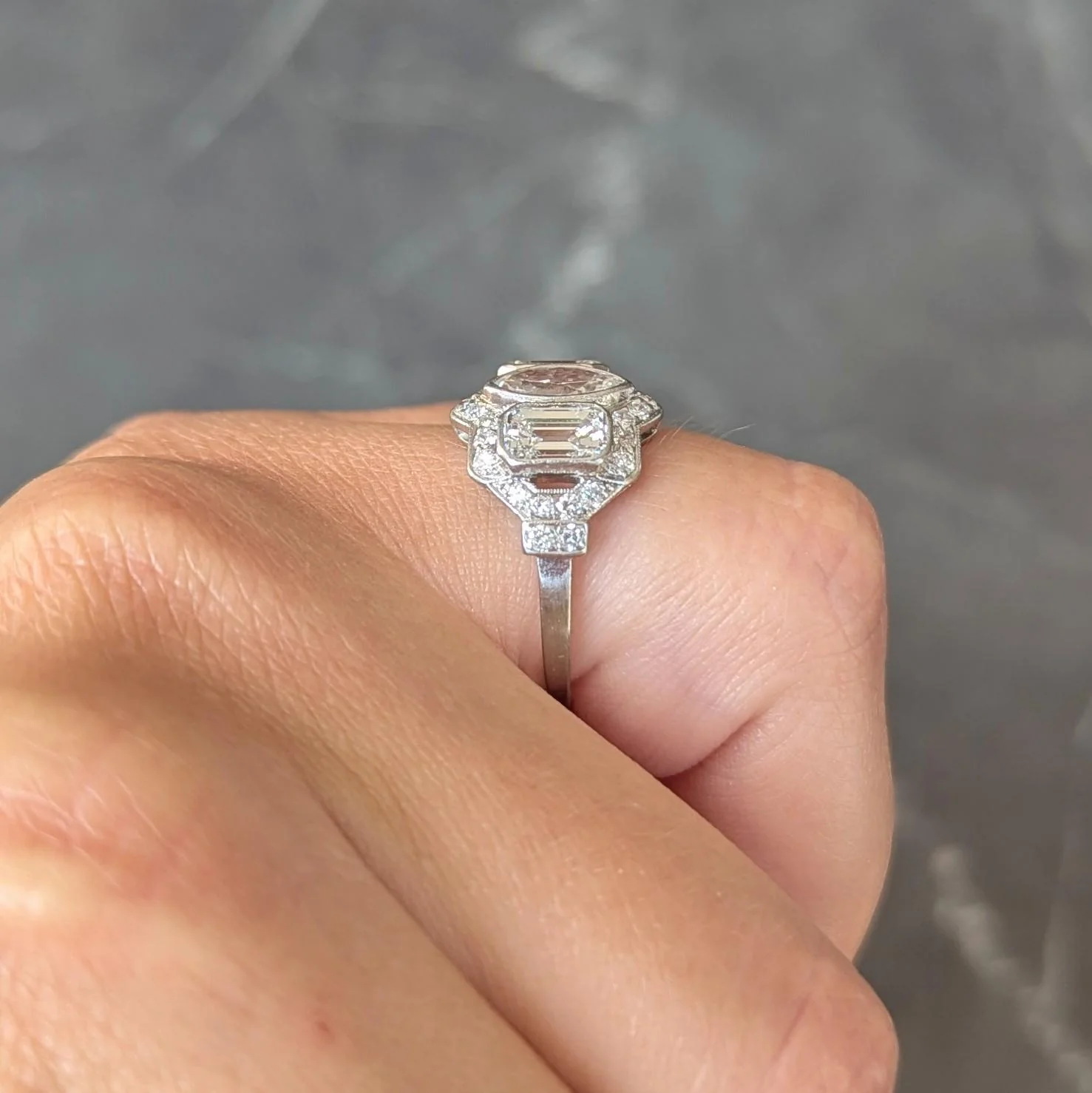 Art Deco 2.87 CTW Marquise Cut Diamond Platinum Vintage Halo Engagement Ring - Image 14