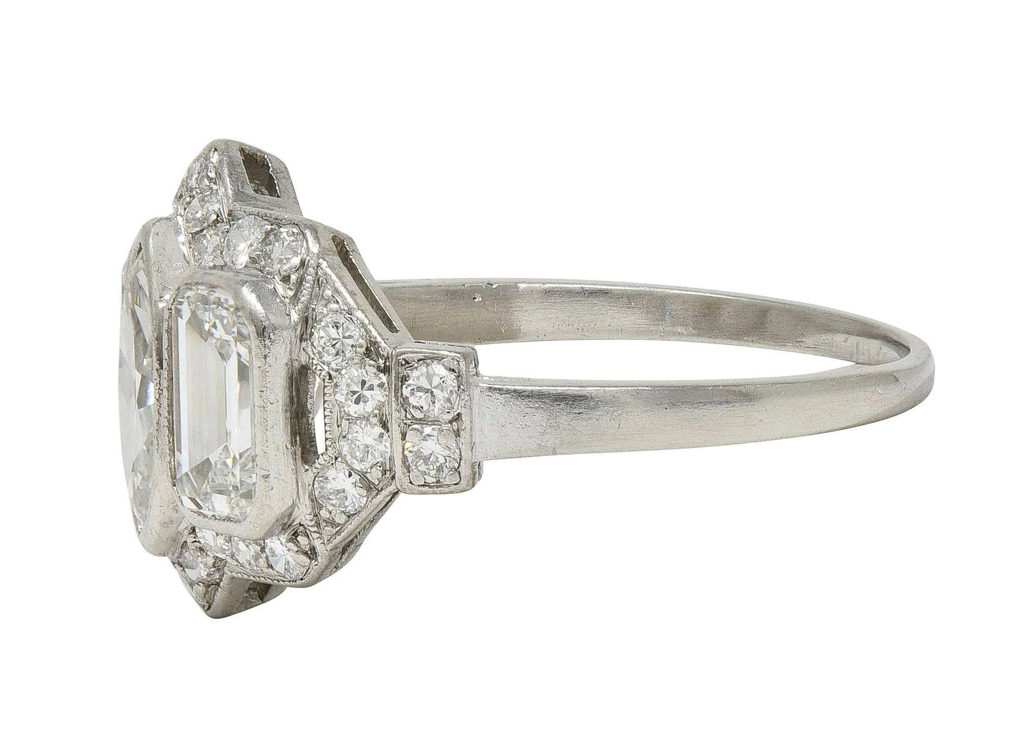 Art Deco 2.87 CTW Marquise Cut Diamond Platinum Vintage Halo Engagement Ring - Image 5