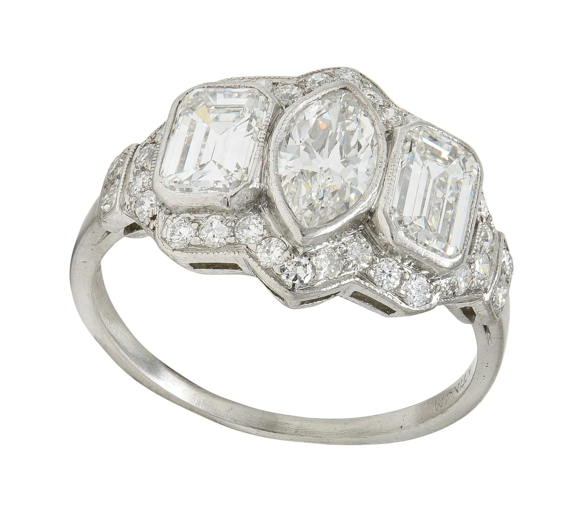 Art Deco 2.87 CTW Marquise Cut Diamond Platinum Vintage Halo Engagement Ring - Image 8