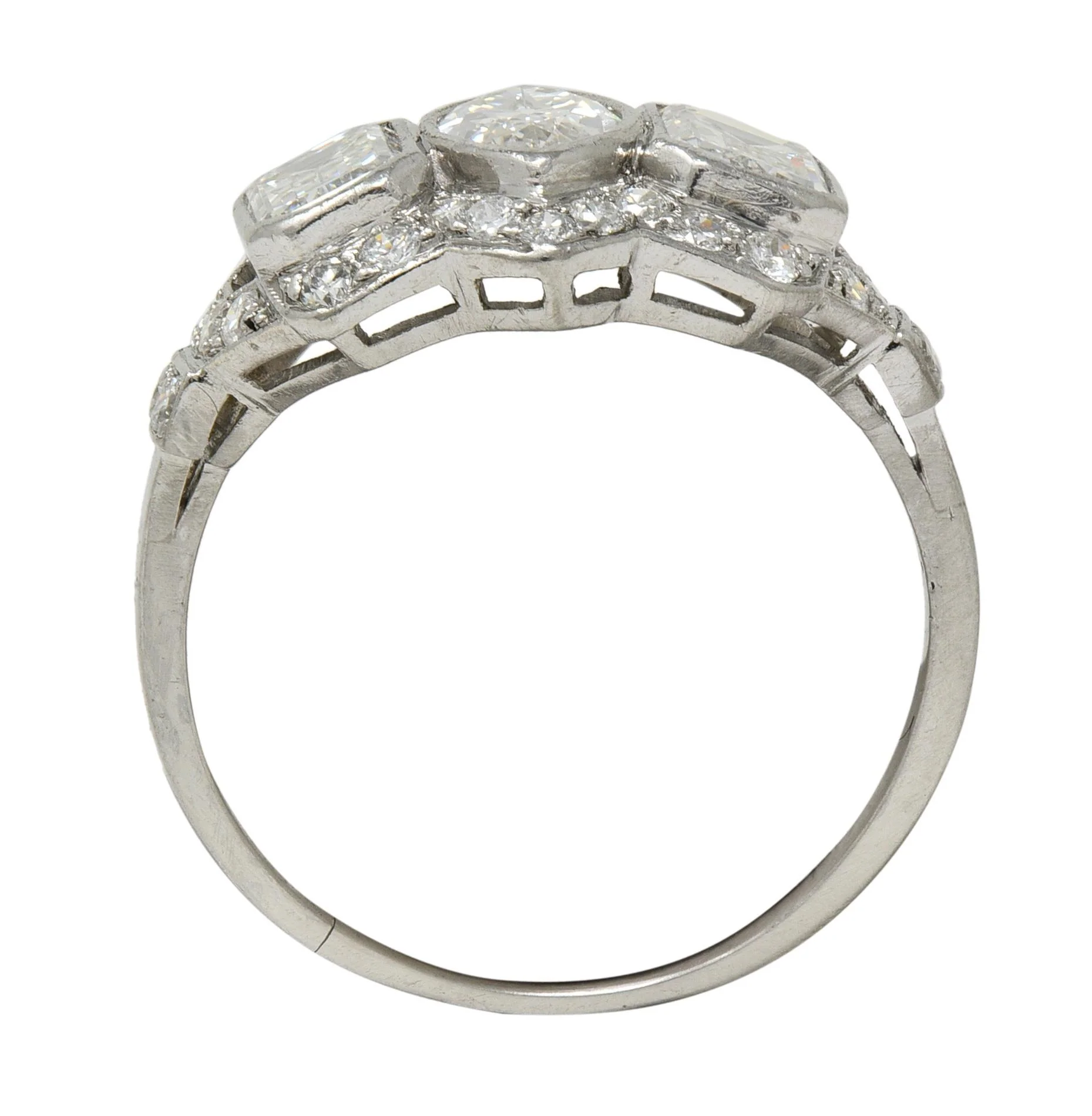 Art Deco 2.87 CTW Marquise Cut Diamond Platinum Vintage Halo Engagement Ring - Image 9