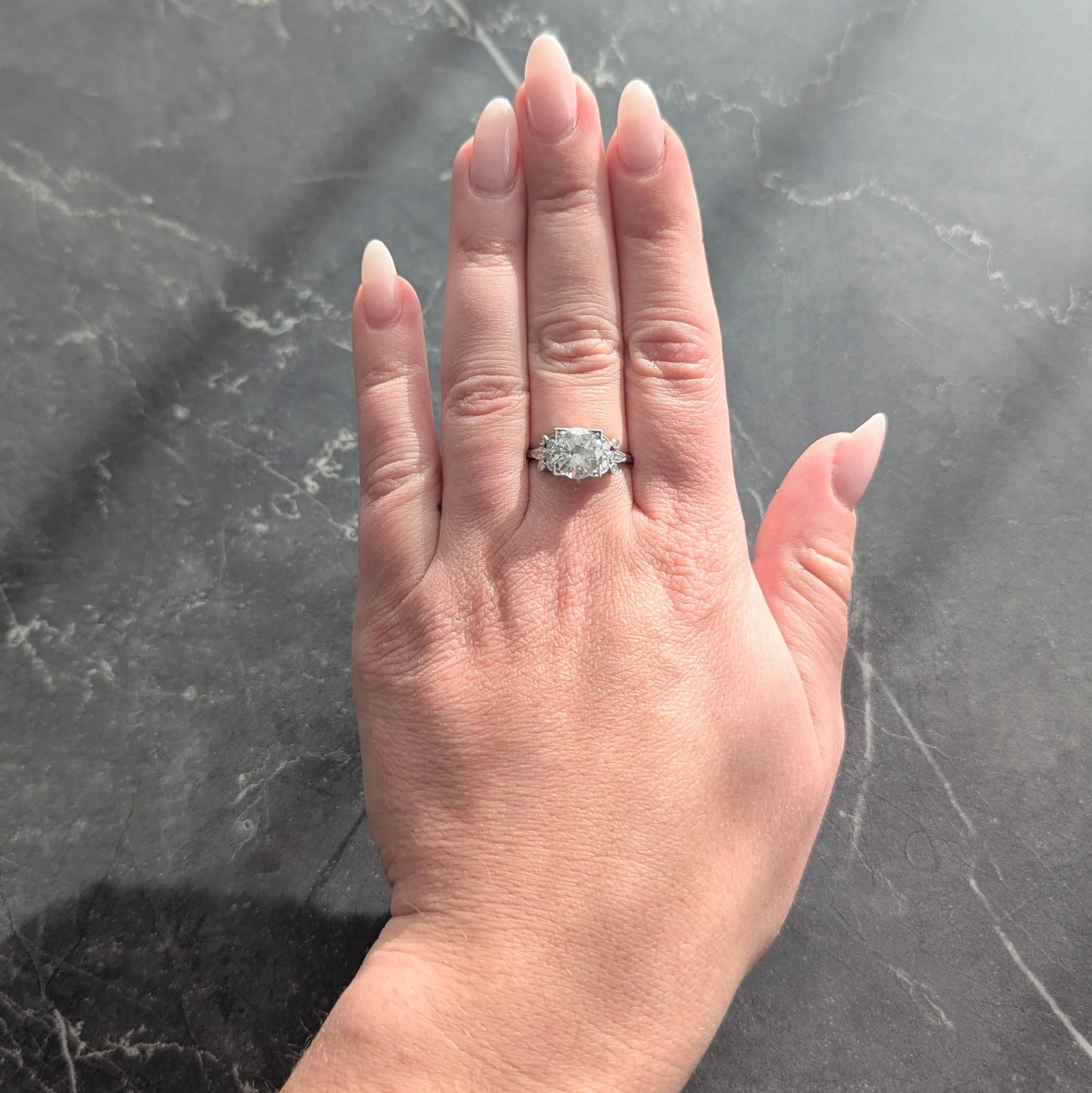 Art Deco 2.91 CTW Transitional Cut Diamond Platinum Vintage Foliate Engagement Ring GIA - Image 10