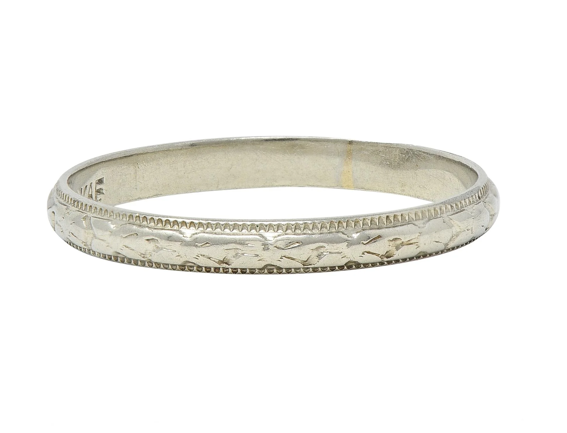 Art Deco 20 Karat White Gold Orange Blossom Wheat Wedding Band Ring - Image 7