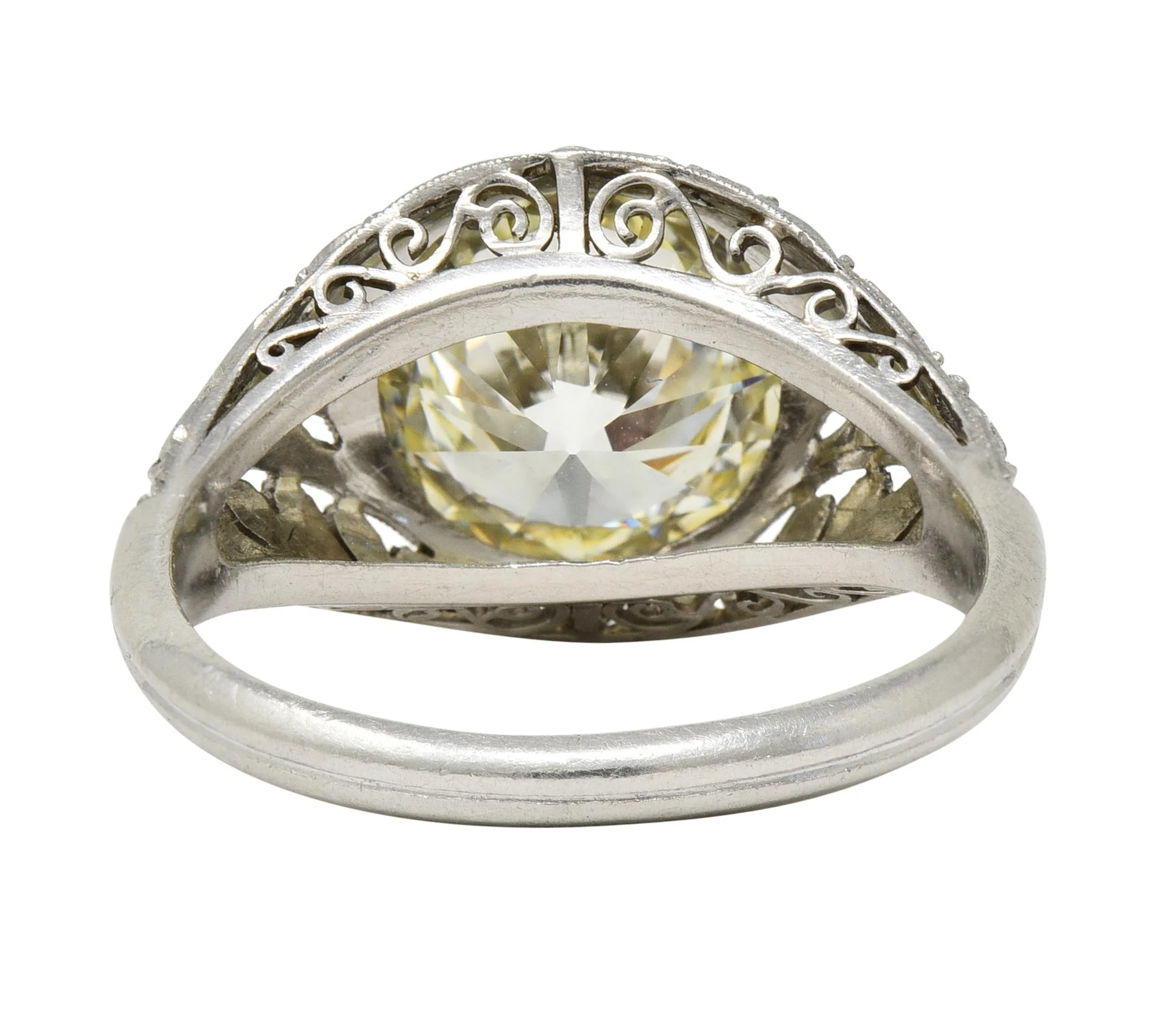 Art Deco 3.03 CTW Old European Cut Diamond Platinum Scrolling Foliate Vintage Engagement Ring GIA - Image 5
