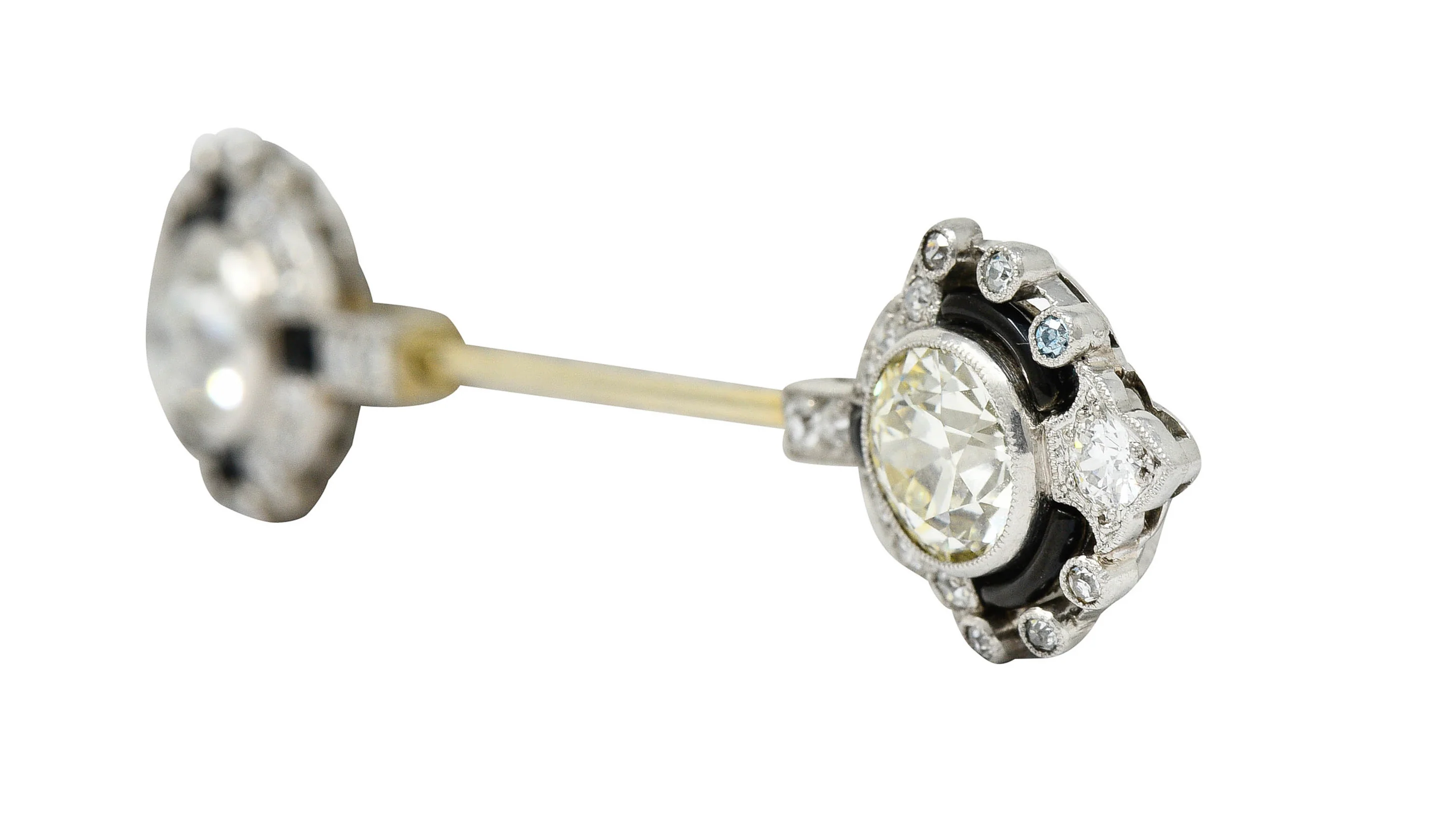 Art Deco 3.07 CTW Diamond Onyx Platinum Jabot Stickpin - Image 5
