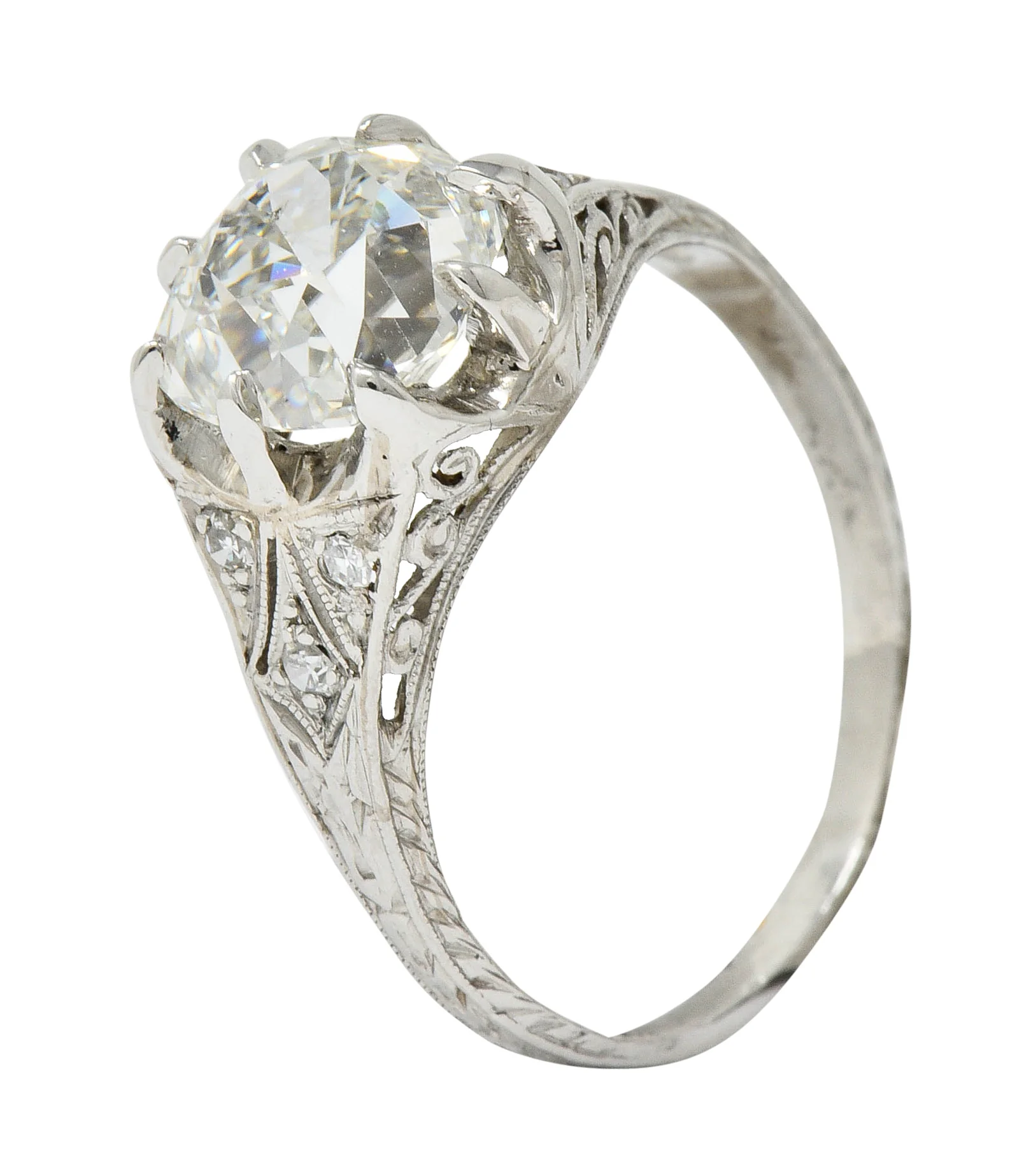 Art Deco 3.16 CTW Diamond Platinum Engagement Ring GIA - Image 10