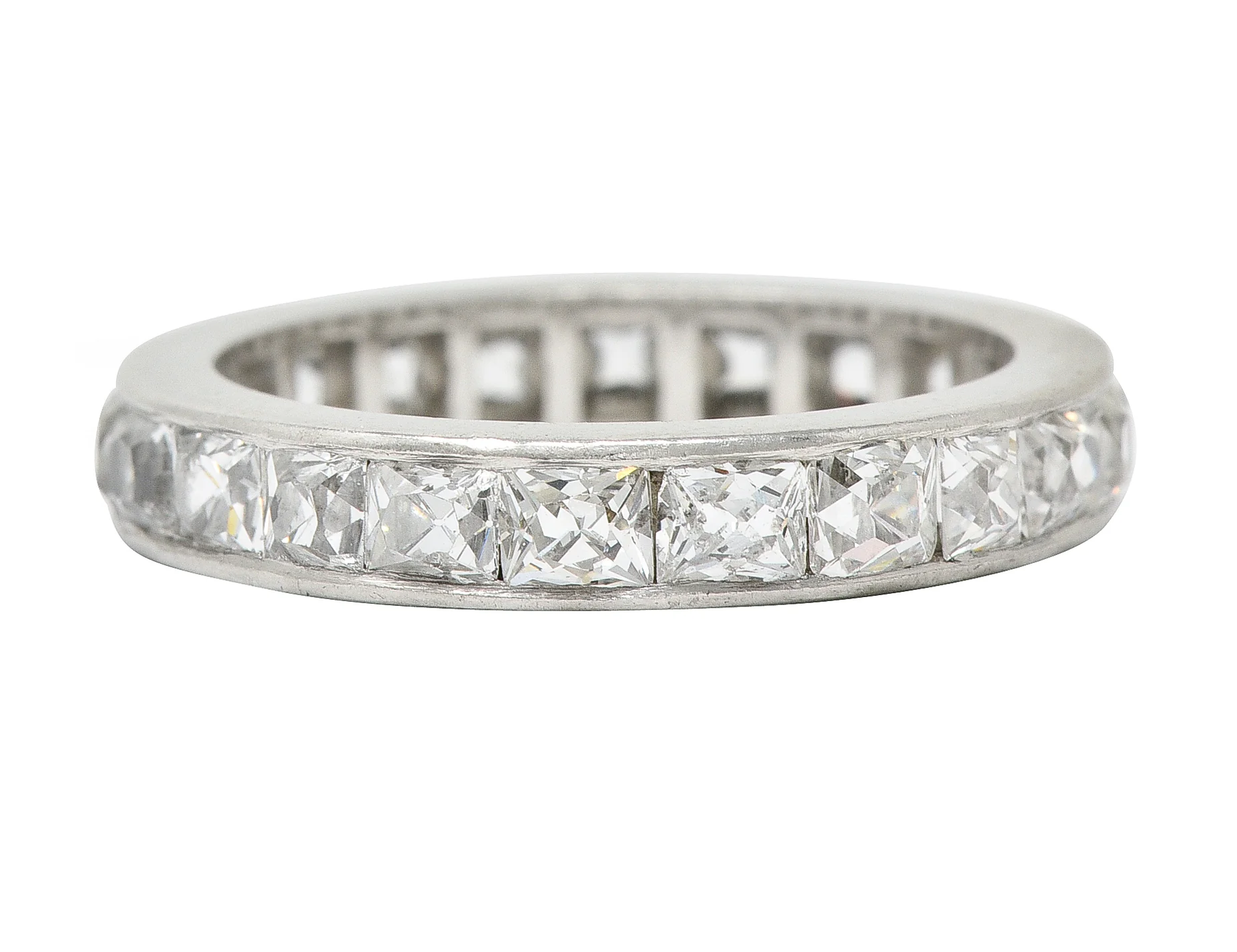 Art Deco 3.52 CTW French Cut Diamond Platinum Band Vintage Wedding Ring - Image 3