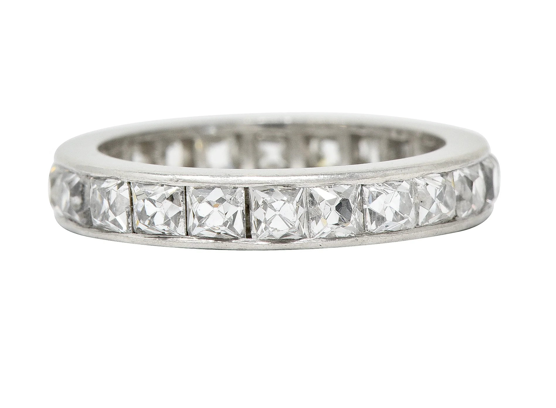 Art Deco 3.52 CTW French Cut Diamond Platinum Band Vintage Wedding Ring - Image 4