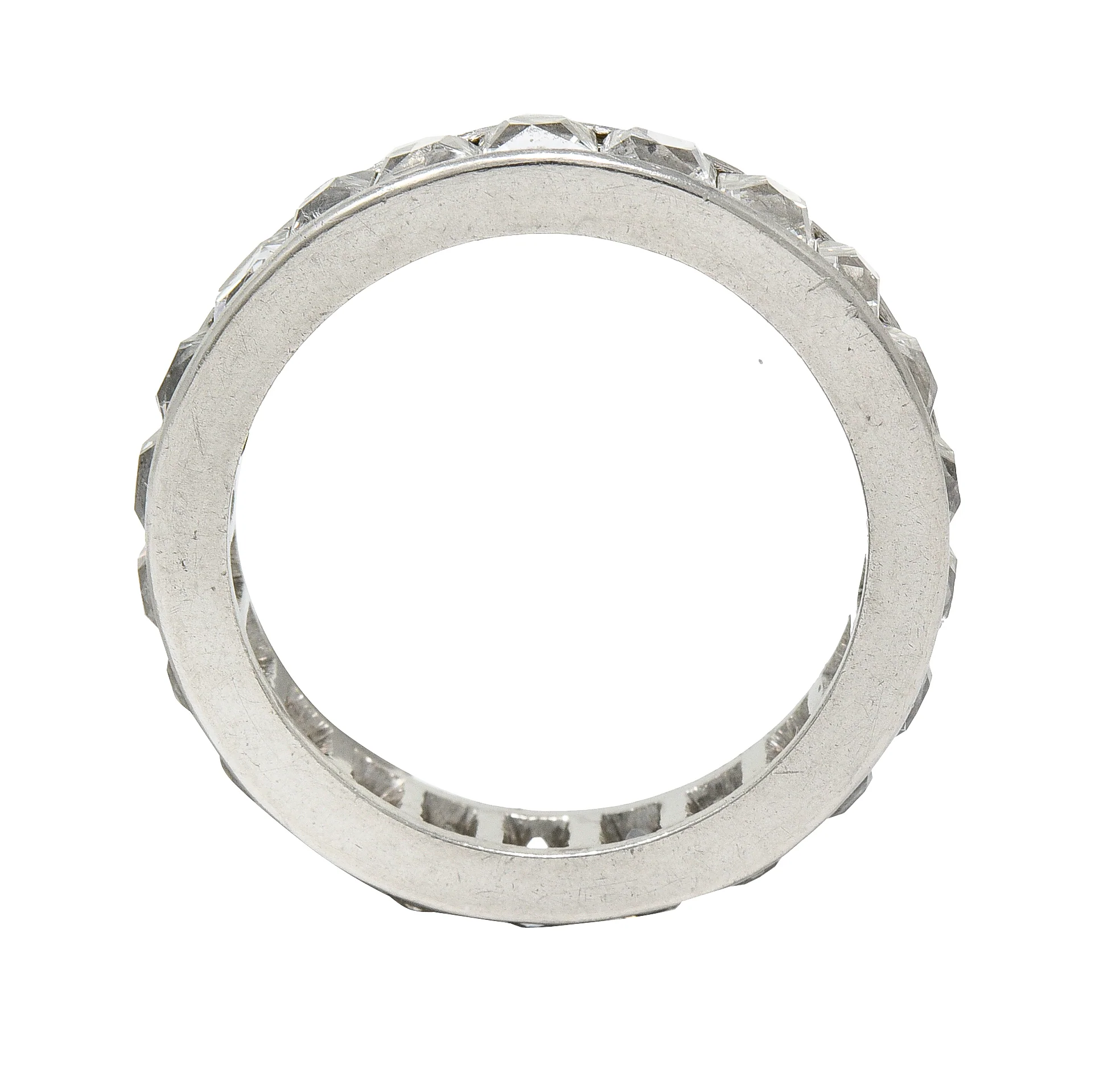 Art Deco 3.52 CTW French Cut Diamond Platinum Band Vintage Wedding Ring - Image 5