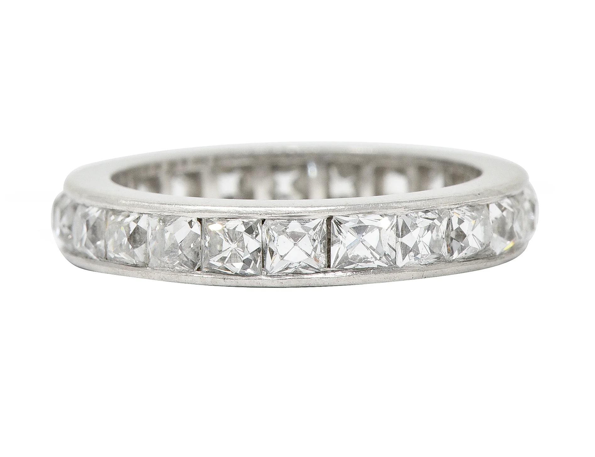 Art Deco 3.52 CTW French Cut Diamond Platinum Band Vintage Wedding Ring - Image 6