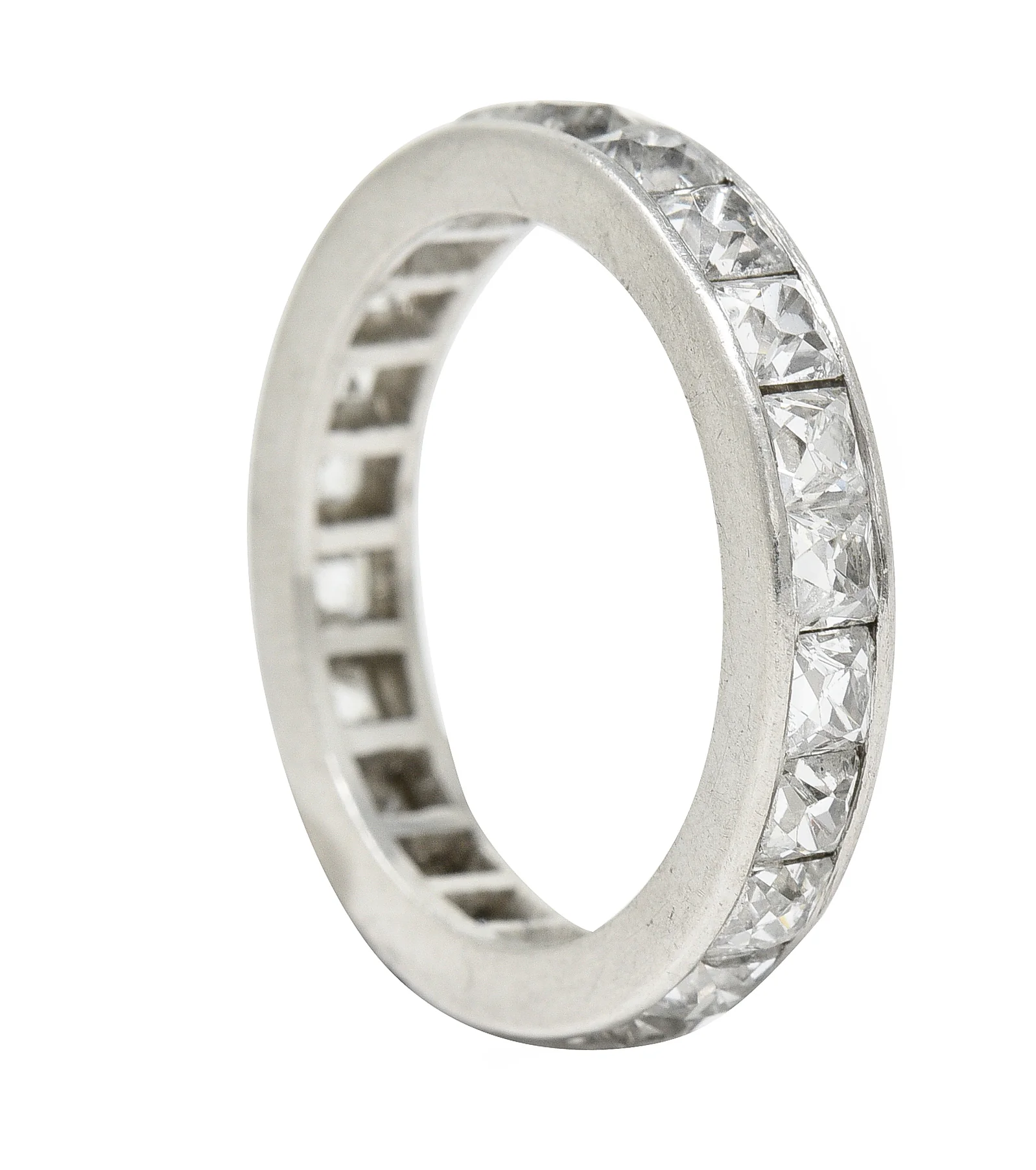 Art Deco 3.52 CTW French Cut Diamond Platinum Band Vintage Wedding Ring - Image 7