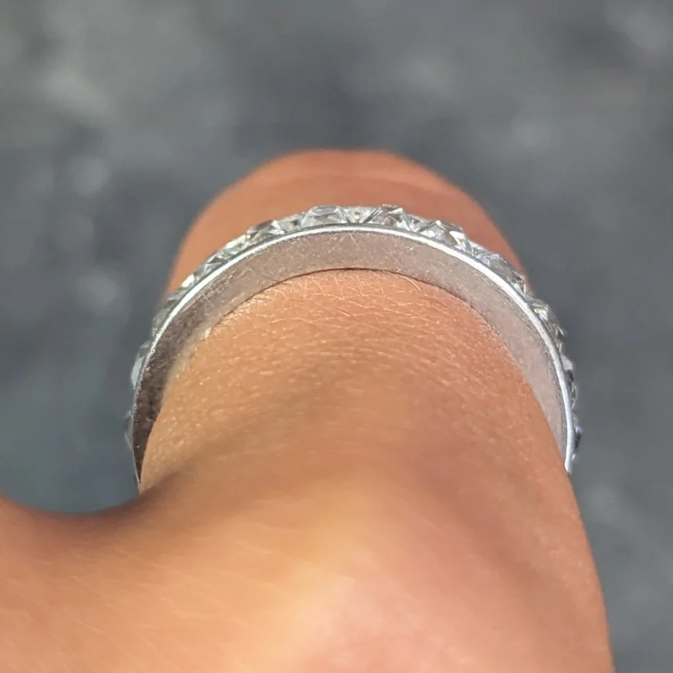 Art Deco 3.52 CTW French Cut Diamond Platinum Band Vintage Wedding Ring - Image 9