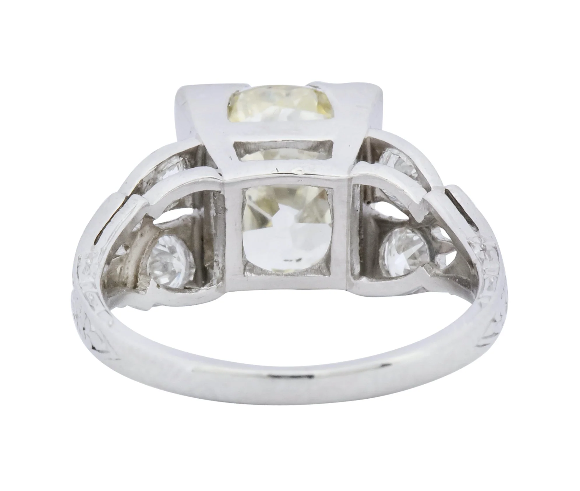 Art Deco 3.80 CTW Old Mine Diamond Platinum Engagement Ring - Image 5