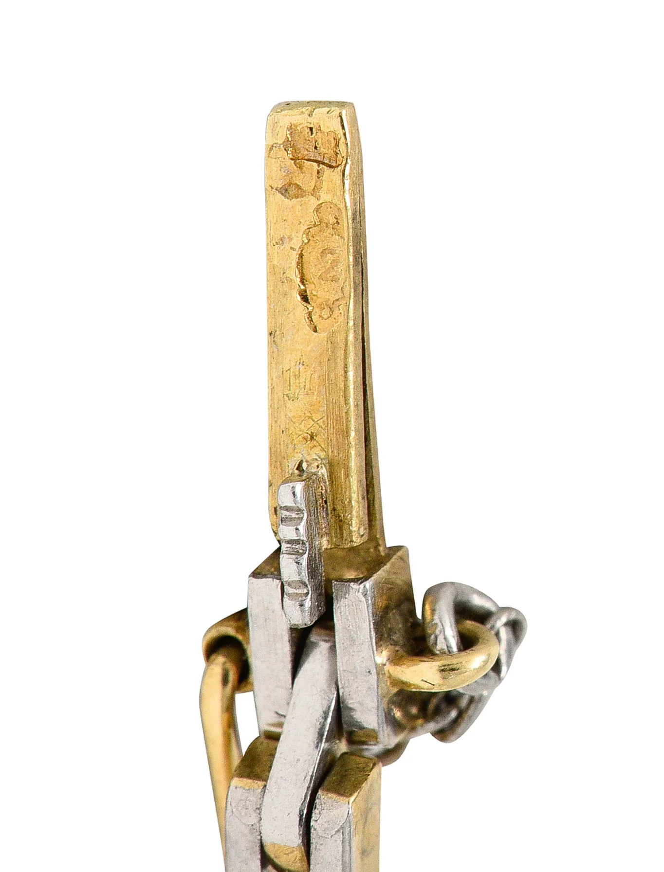 Art Deco 4.22 CTW Emerald Diamond Platinum-Topped 18 Karat Yellow Gold Vintage Link Bracelet - Image 6