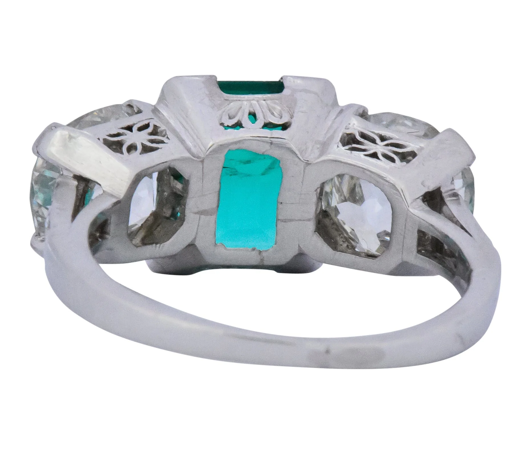 Art Deco 4.87 CTW Colombian Emerald Diamond Platinum Ring AGL - Image 6