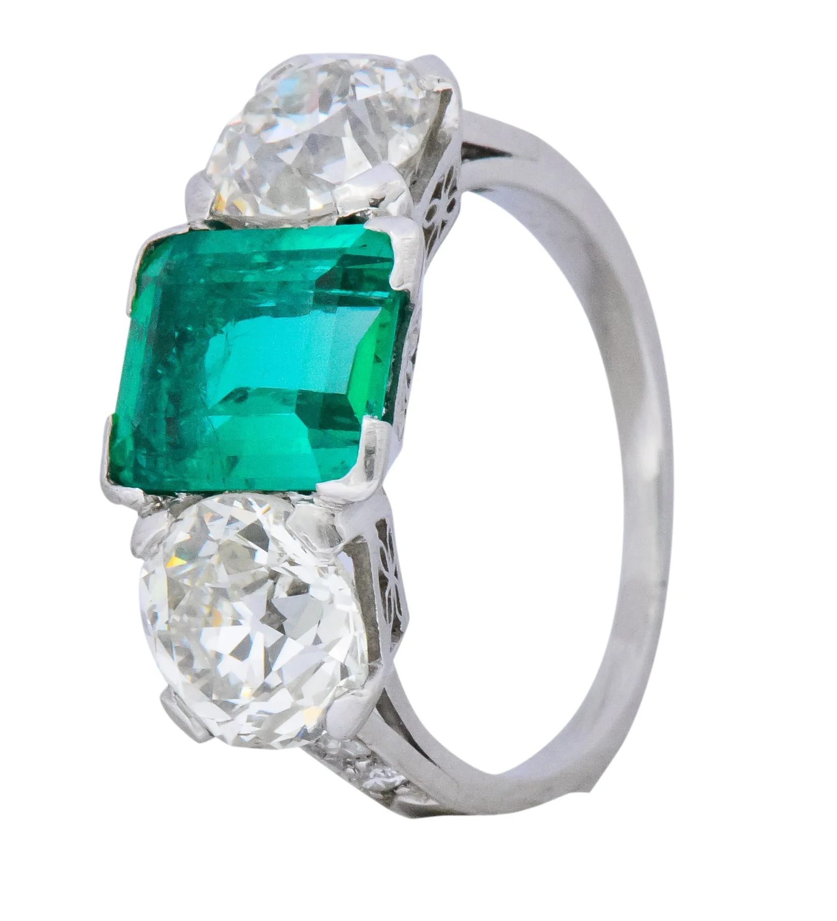 Art Deco 4.87 CTW Colombian Emerald Diamond Platinum Ring AGL - Image 8
