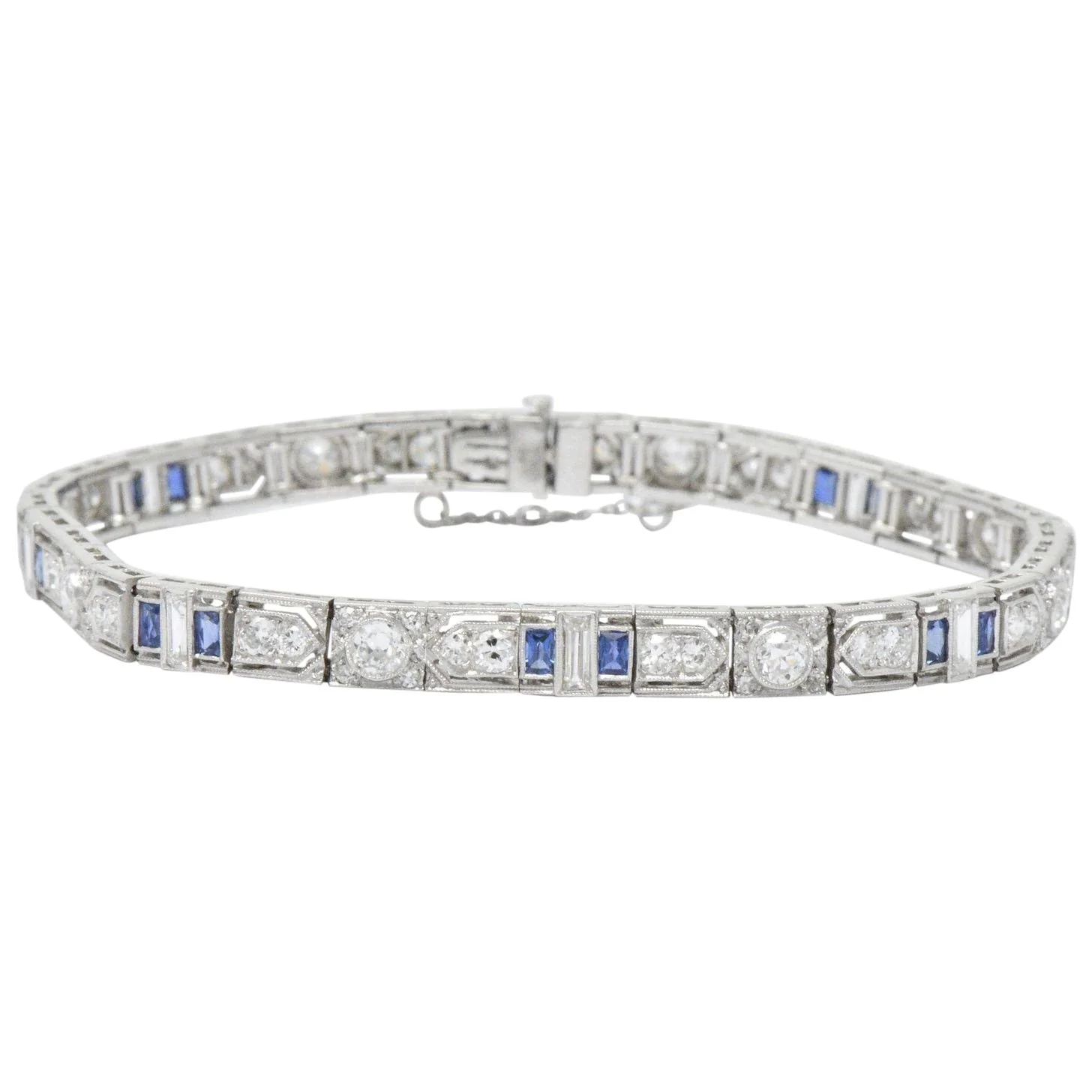 Art Deco 5.04 CTW Diamond Sapphire & Platinum Bracelet