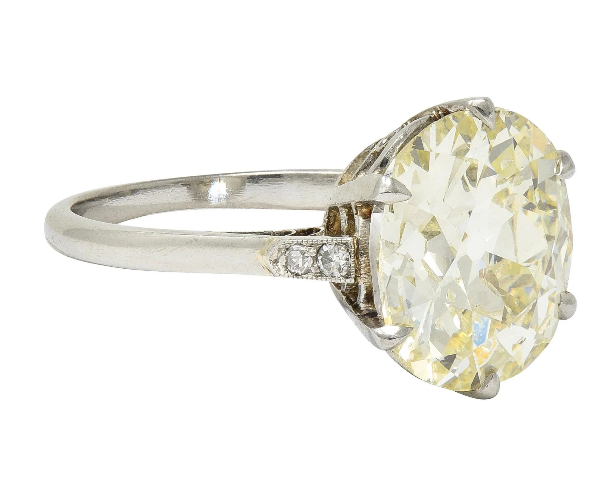 Art Deco 5.75 CTW Old Mine Butter Diamond™ Platinum Vintage Engagement Ring GIA - Image 2