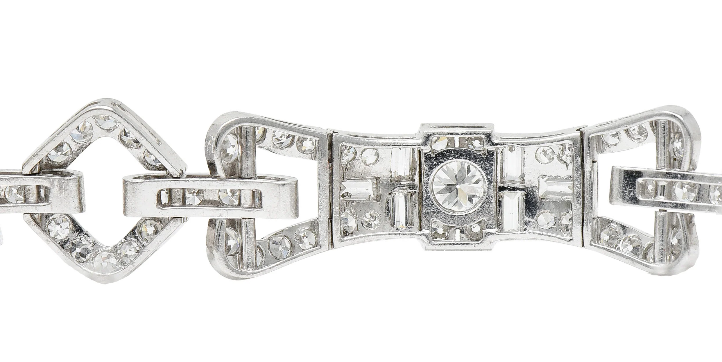 Art Deco 6.15 CTW Diamond Platinum Buckle Link Bracelet - Image 7
