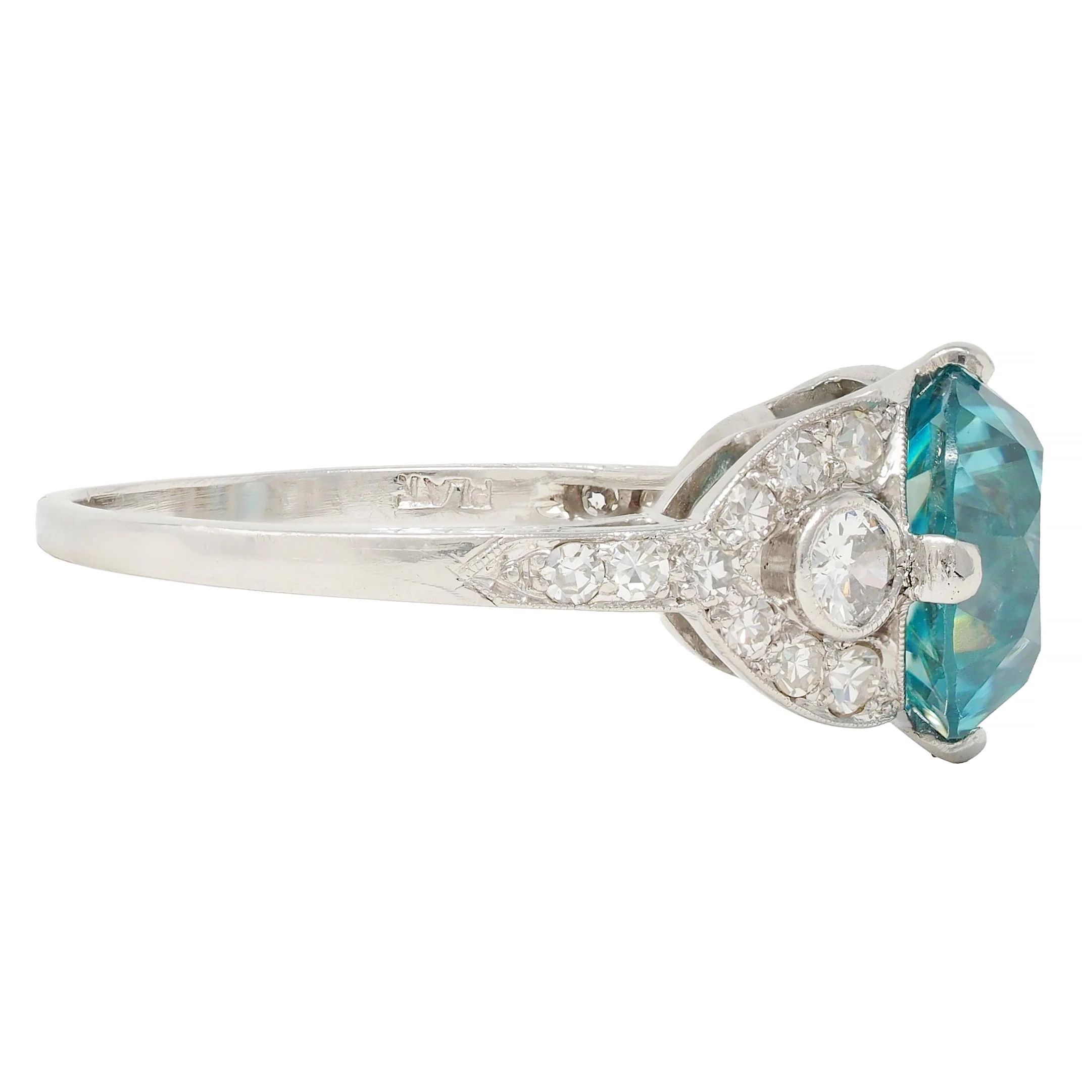 Art Deco 6.35 CTW Zircon Diamond Platinum Vintage Cocktail Ring - Image 3