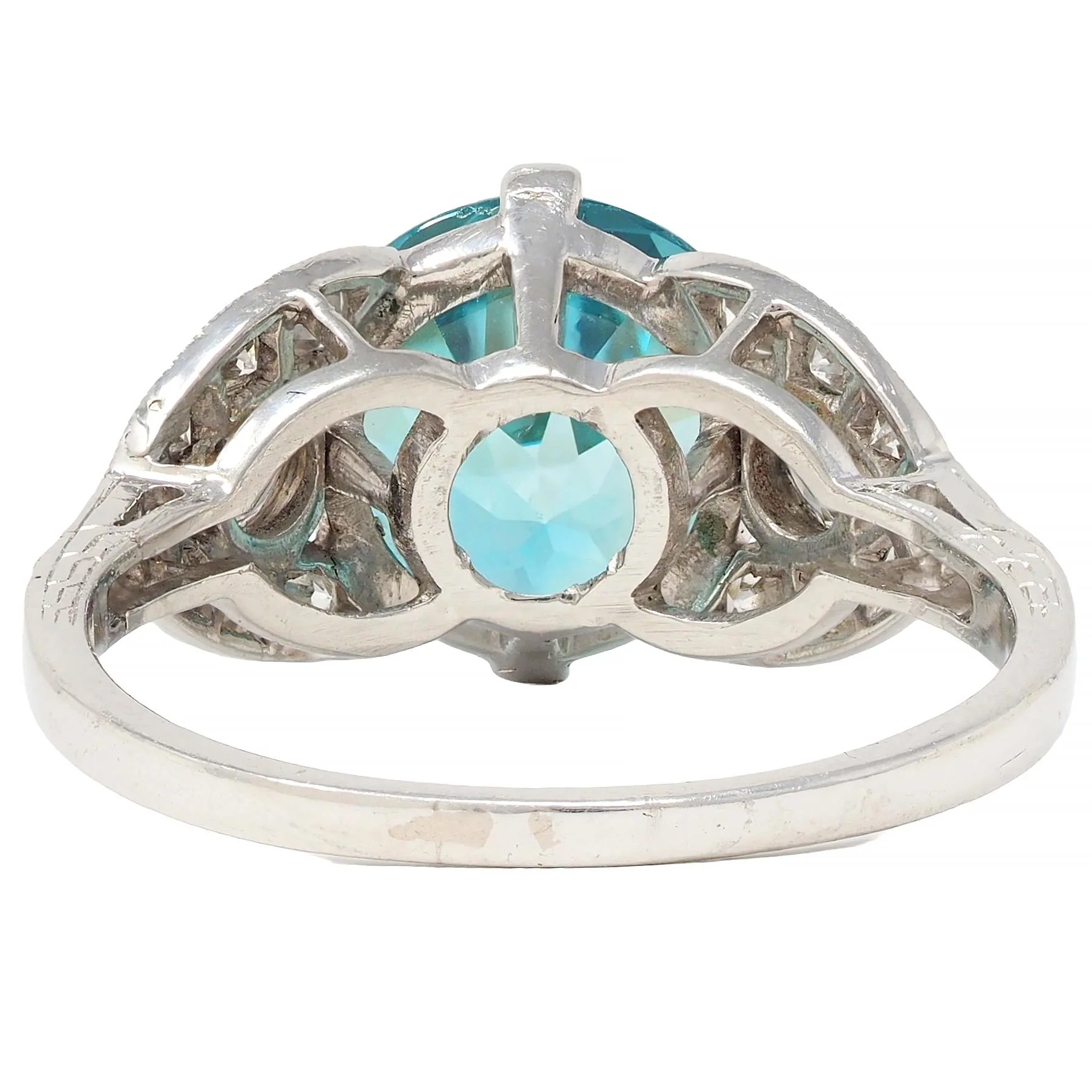 Art Deco 6.35 CTW Zircon Diamond Platinum Vintage Cocktail Ring - Image 4