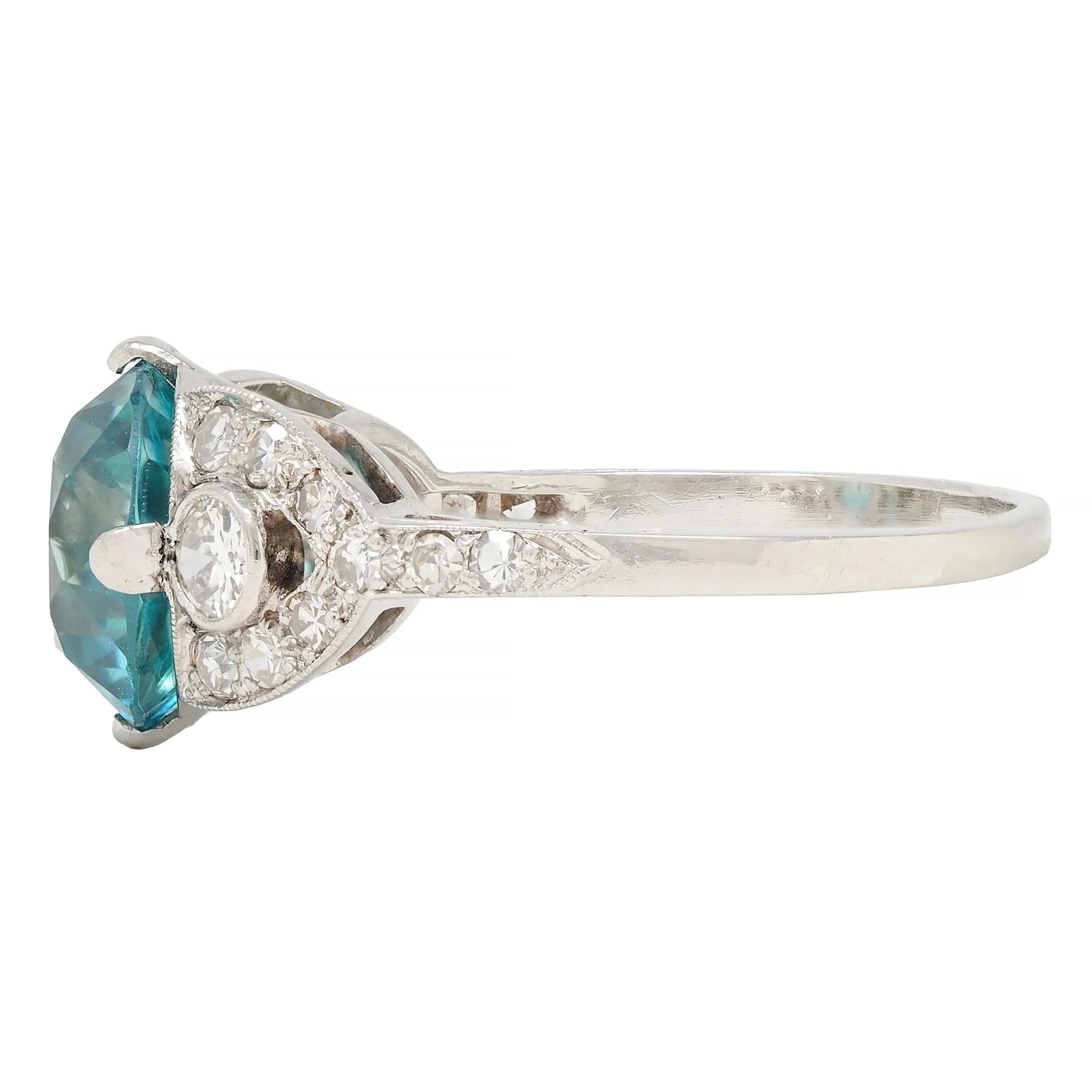 Art Deco 6.35 CTW Zircon Diamond Platinum Vintage Cocktail Ring - Image 5