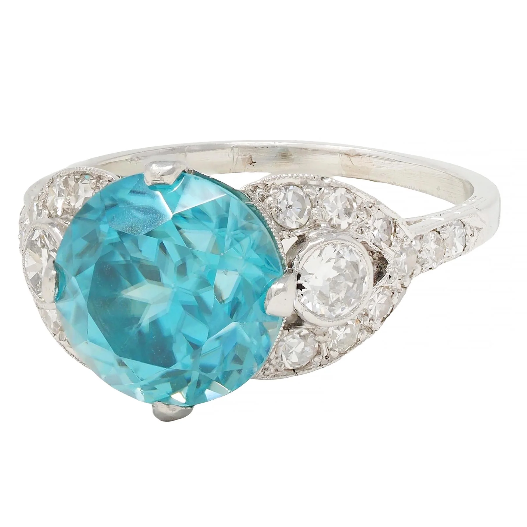 Art Deco 6.35 CTW Zircon Diamond Platinum Vintage Cocktail Ring - Image 6
