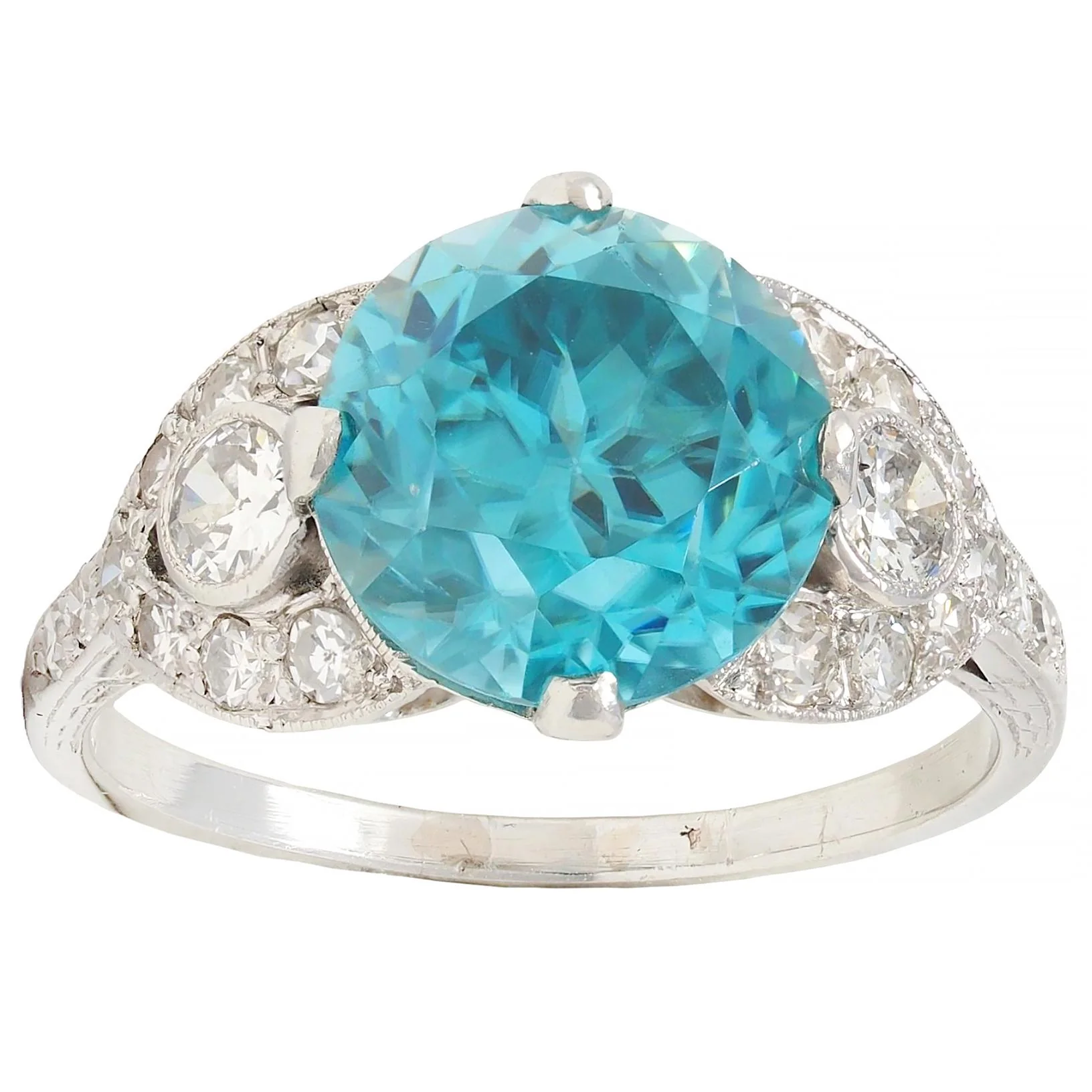 Art Deco 6.35 CTW Zircon Diamond Platinum Vintage Cocktail Ring - Image 7