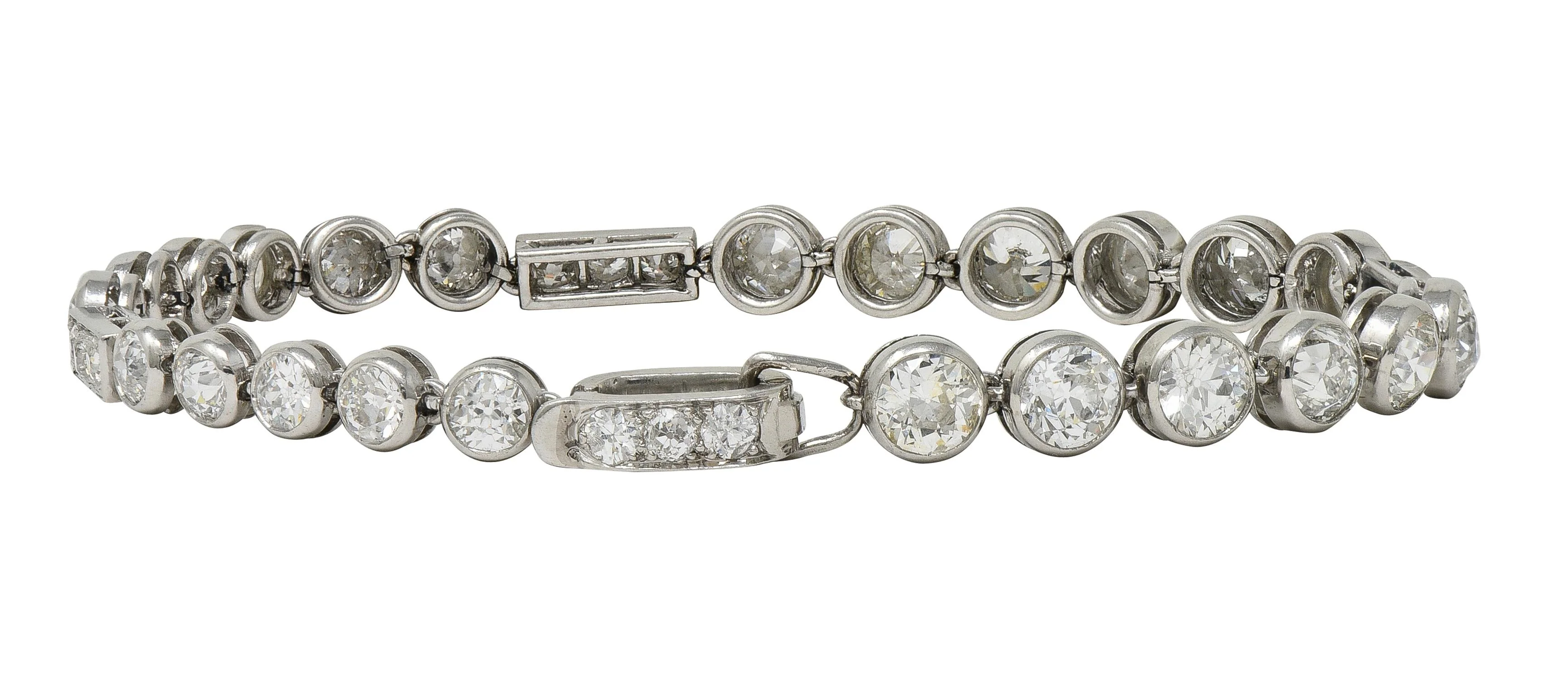 Art Deco 7.60 CTW Diamond Platinum Antique Line Bracelet - Image 10