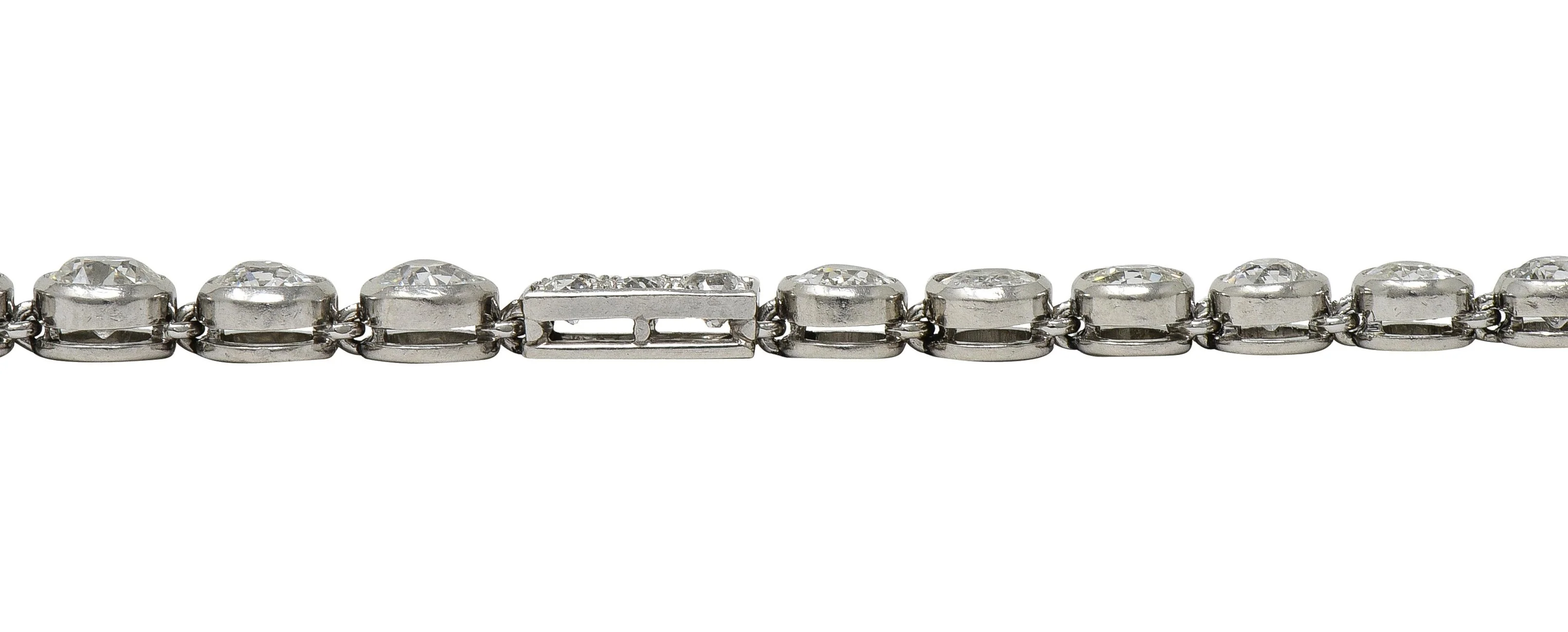 Art Deco 7.60 CTW Diamond Platinum Antique Line Bracelet - Image 8