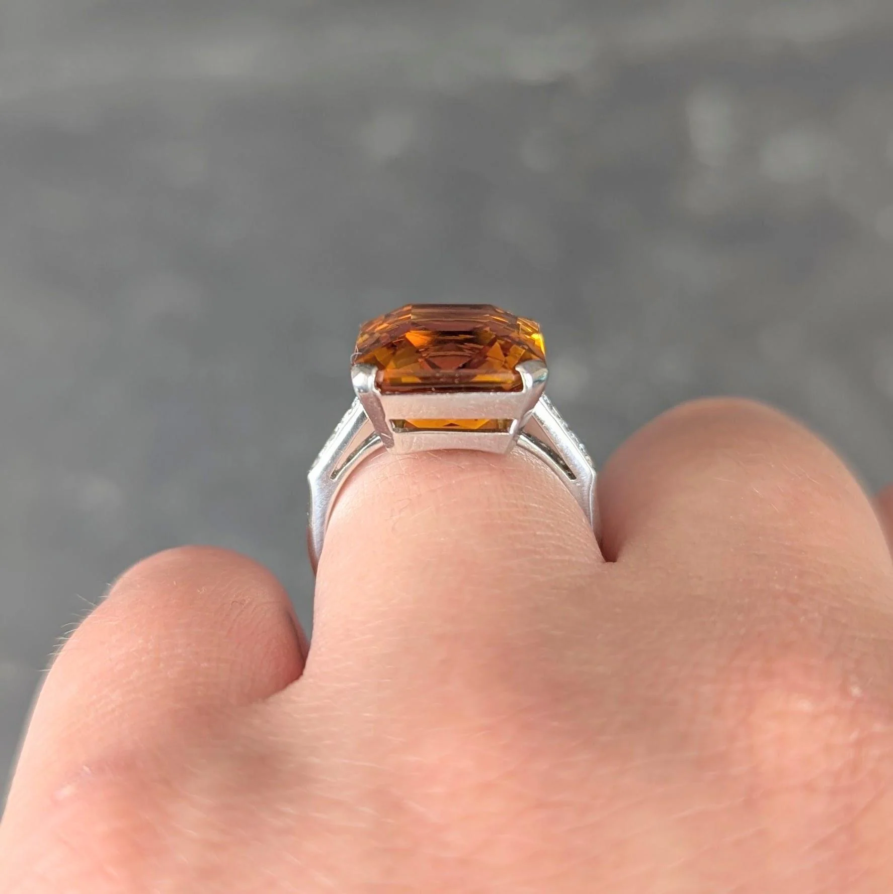 Art Deco 8.95 CTW Citrine Diamond Platinum Vintage Cocktail Ring - Image 10