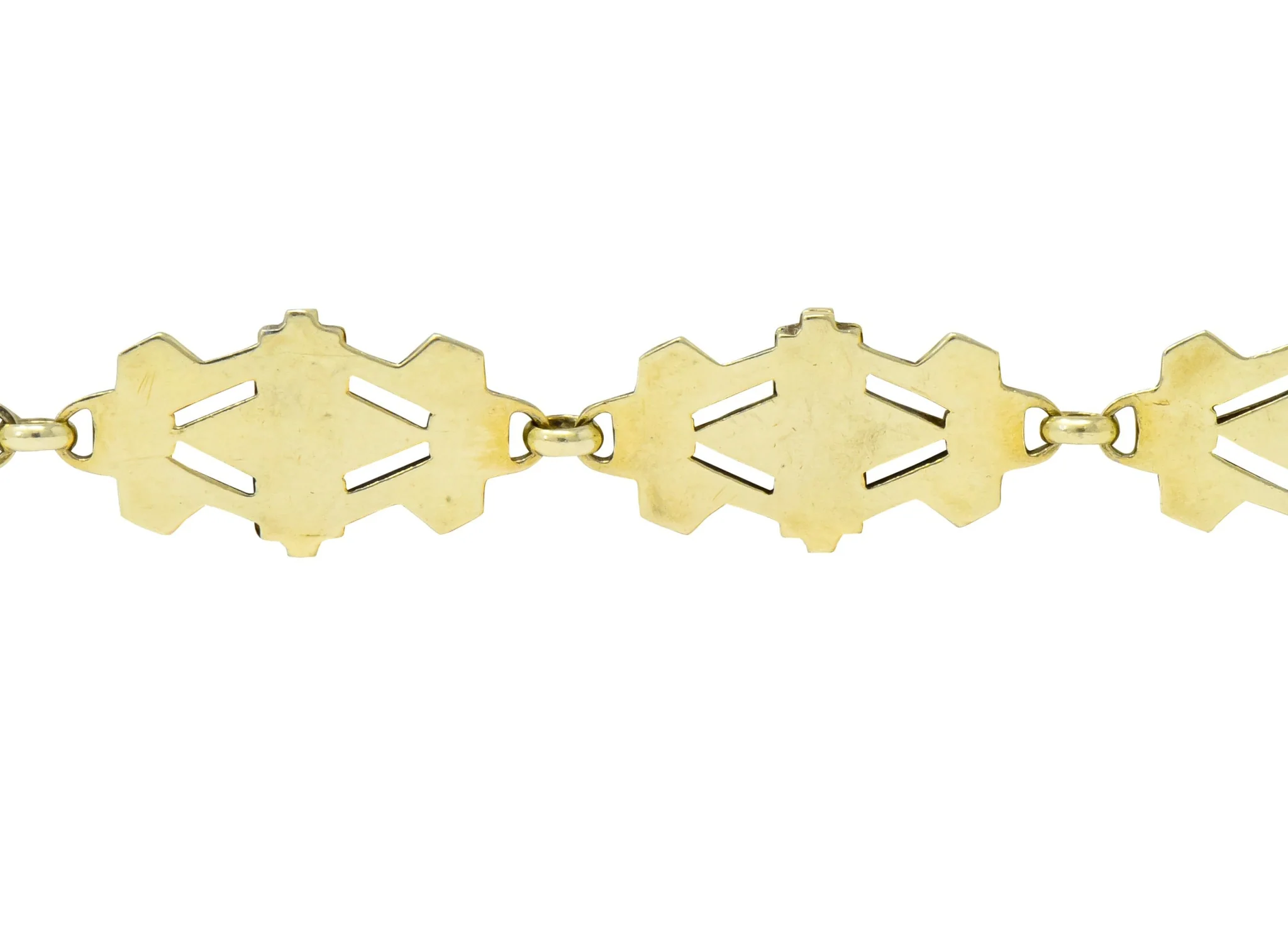 Art Deco Black & Green Enamel 14 Karat Gold Link Bracelet - Image 5