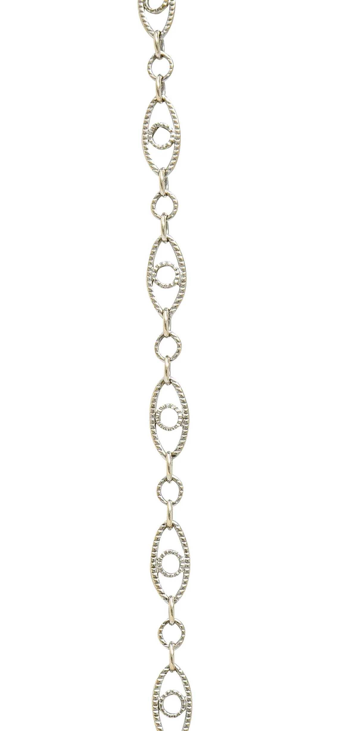 Art Deco Blue Zircon Diamond Platinum Scrolled Pendant Necklace - Image 9