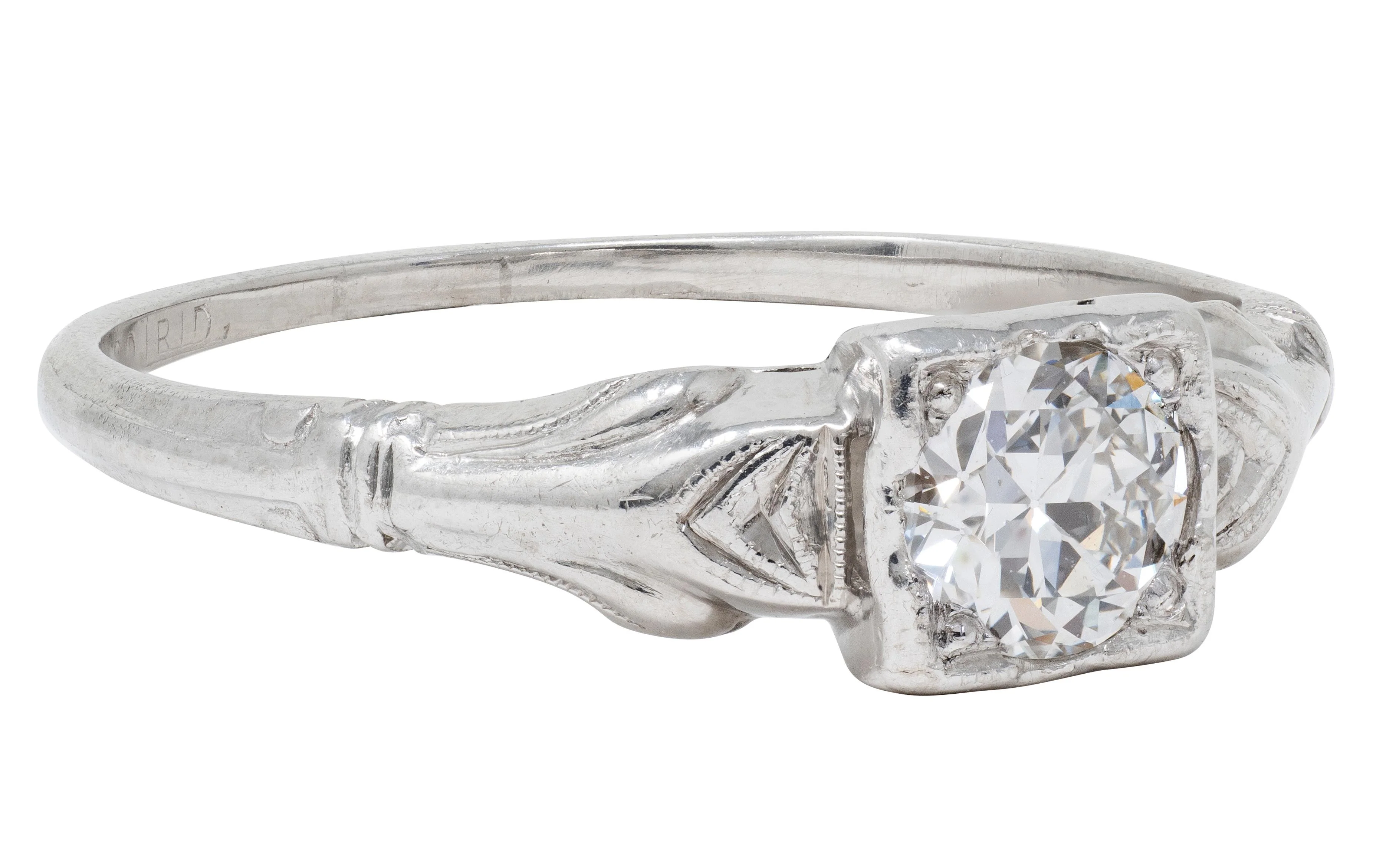 Art Deco Byard Brogan 0.36 CTW Diamond Platinum Square Form Engagement Ring - Image 3