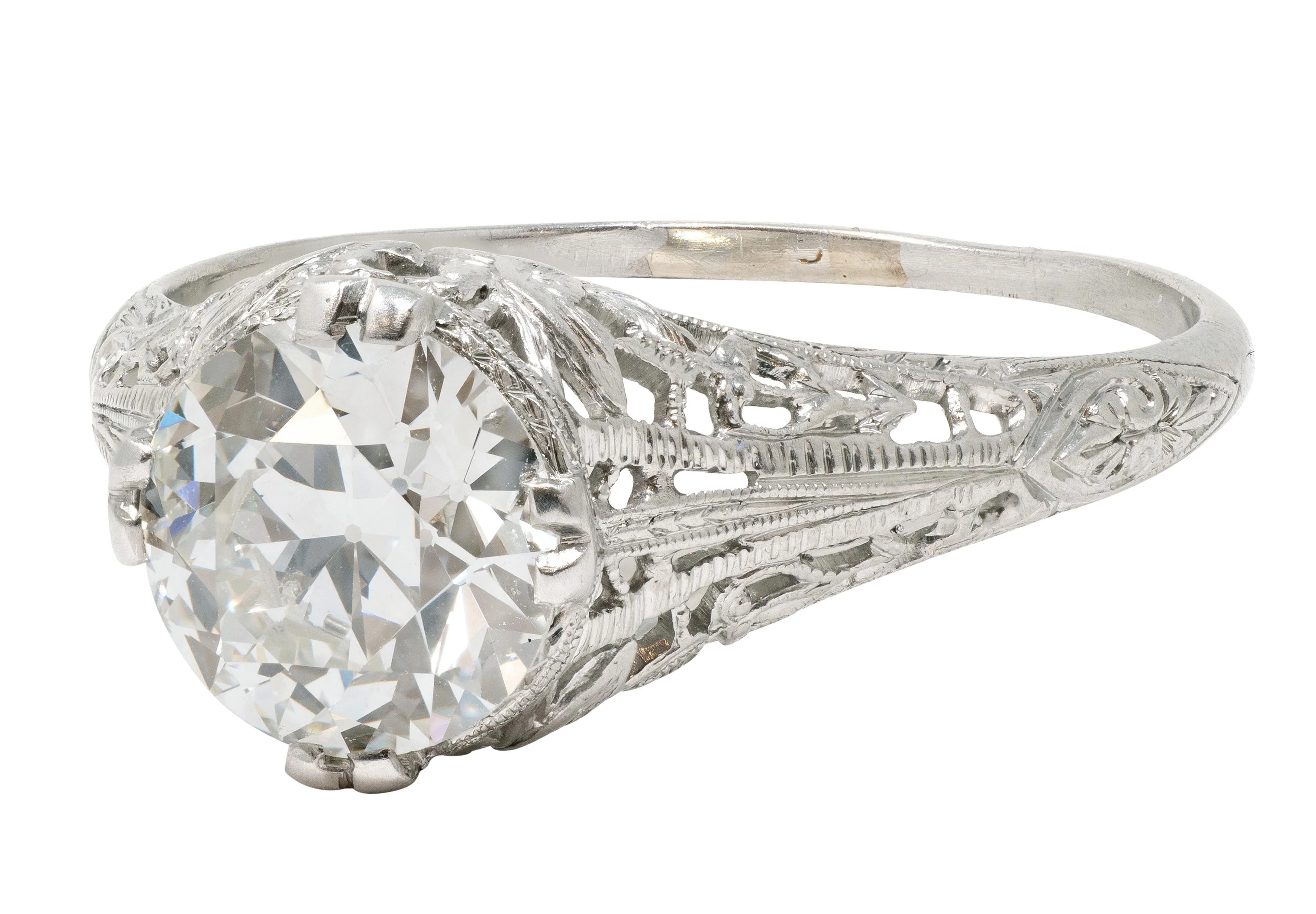Art Deco C.D. Peacock 1.84 CT European Diamond Platinum Vintage Dove Lovebird Solitaire Engagement Ring - Image 10