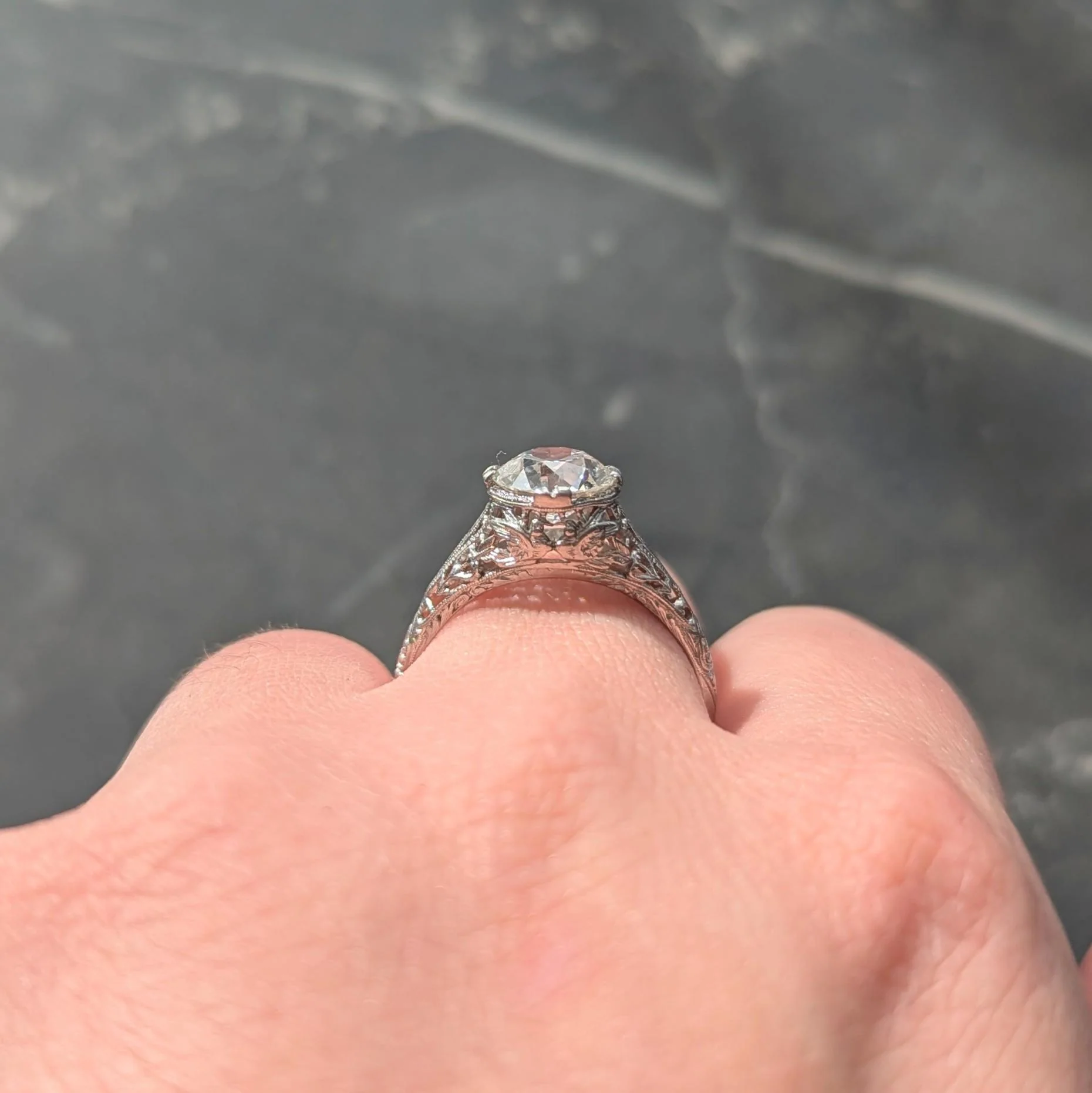 Art Deco C.D. Peacock 1.84 CT European Diamond Platinum Vintage Dove Lovebird Solitaire Engagement Ring - Image 12