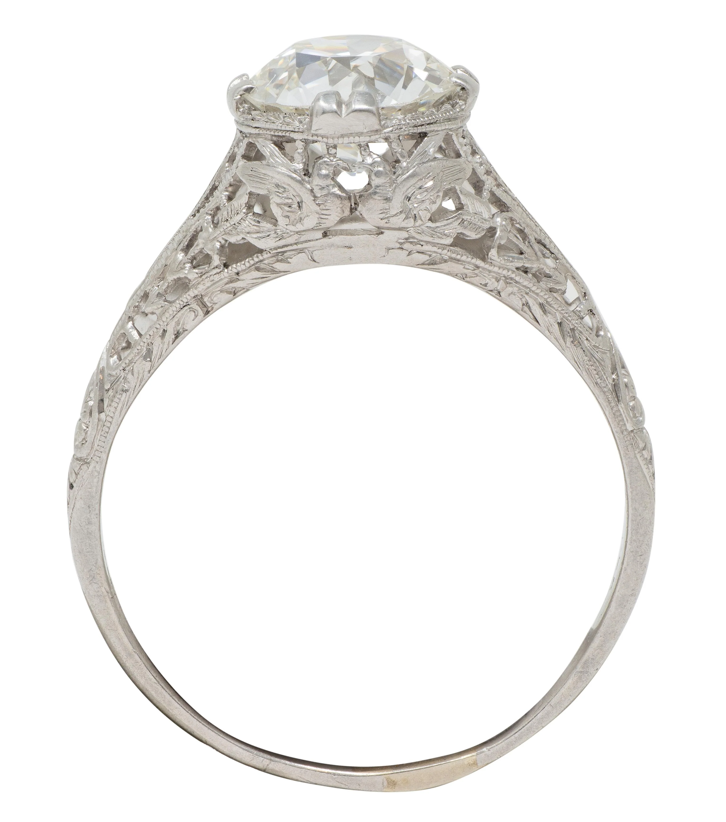 Art Deco C.D. Peacock 1.84 CT European Diamond Platinum Vintage Dove Lovebird Solitaire Engagement Ring - Image 3