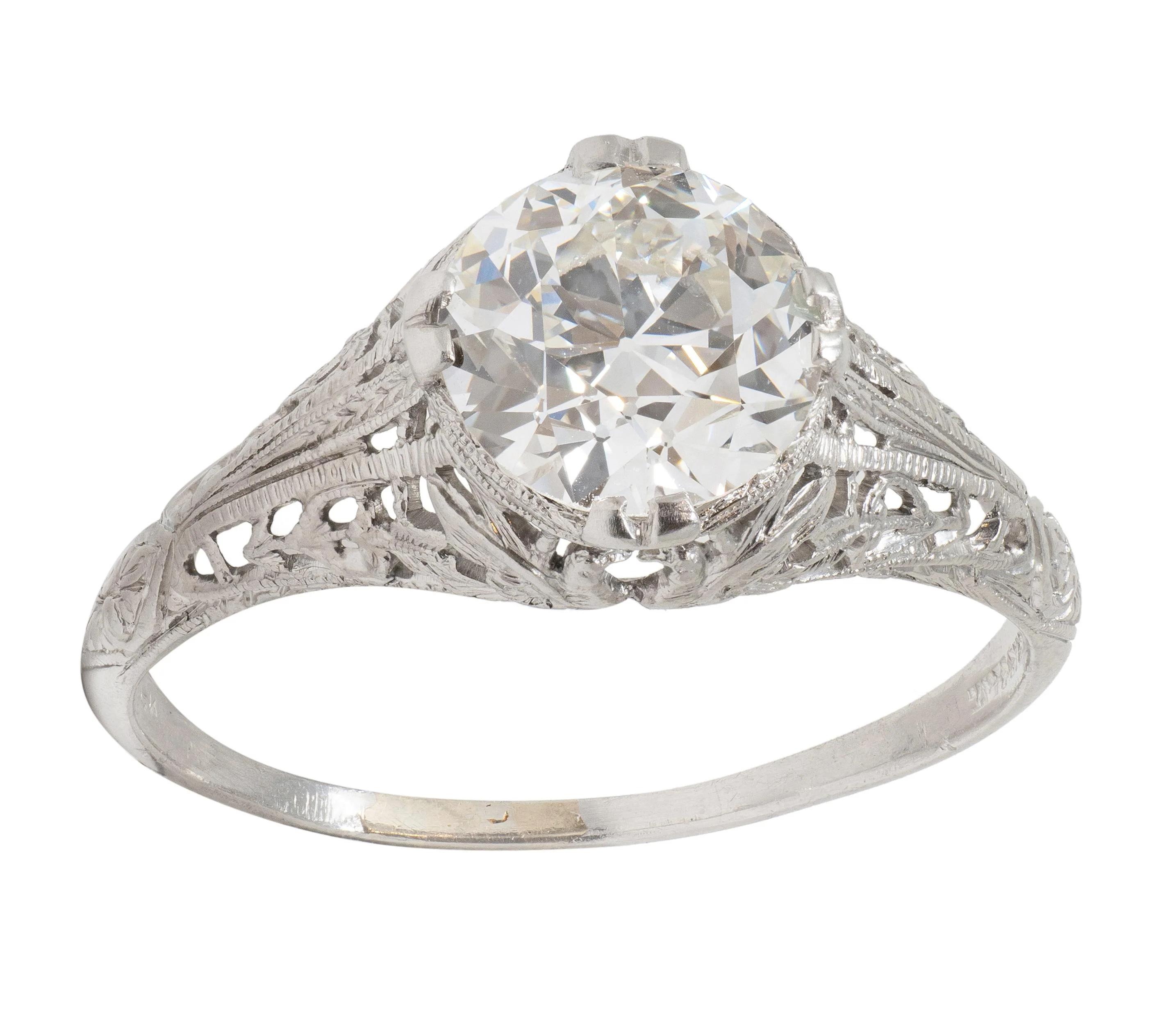 Art Deco C.D. Peacock 1.84 CT European Diamond Platinum Vintage Dove Lovebird Solitaire Engagement Ring - Image 4