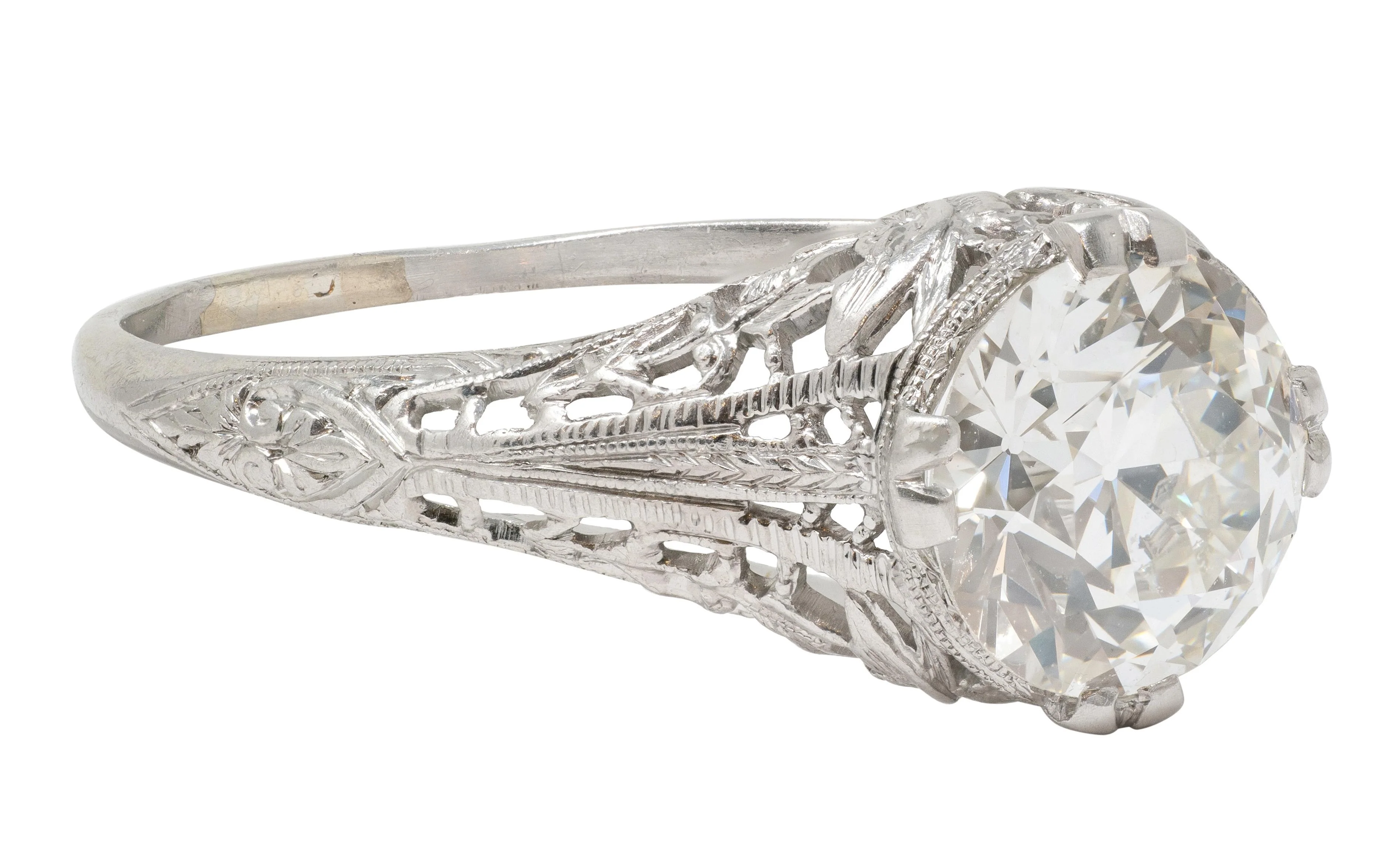 Art Deco C.D. Peacock 1.84 CT European Diamond Platinum Vintage Dove Lovebird Solitaire Engagement Ring - Image 5
