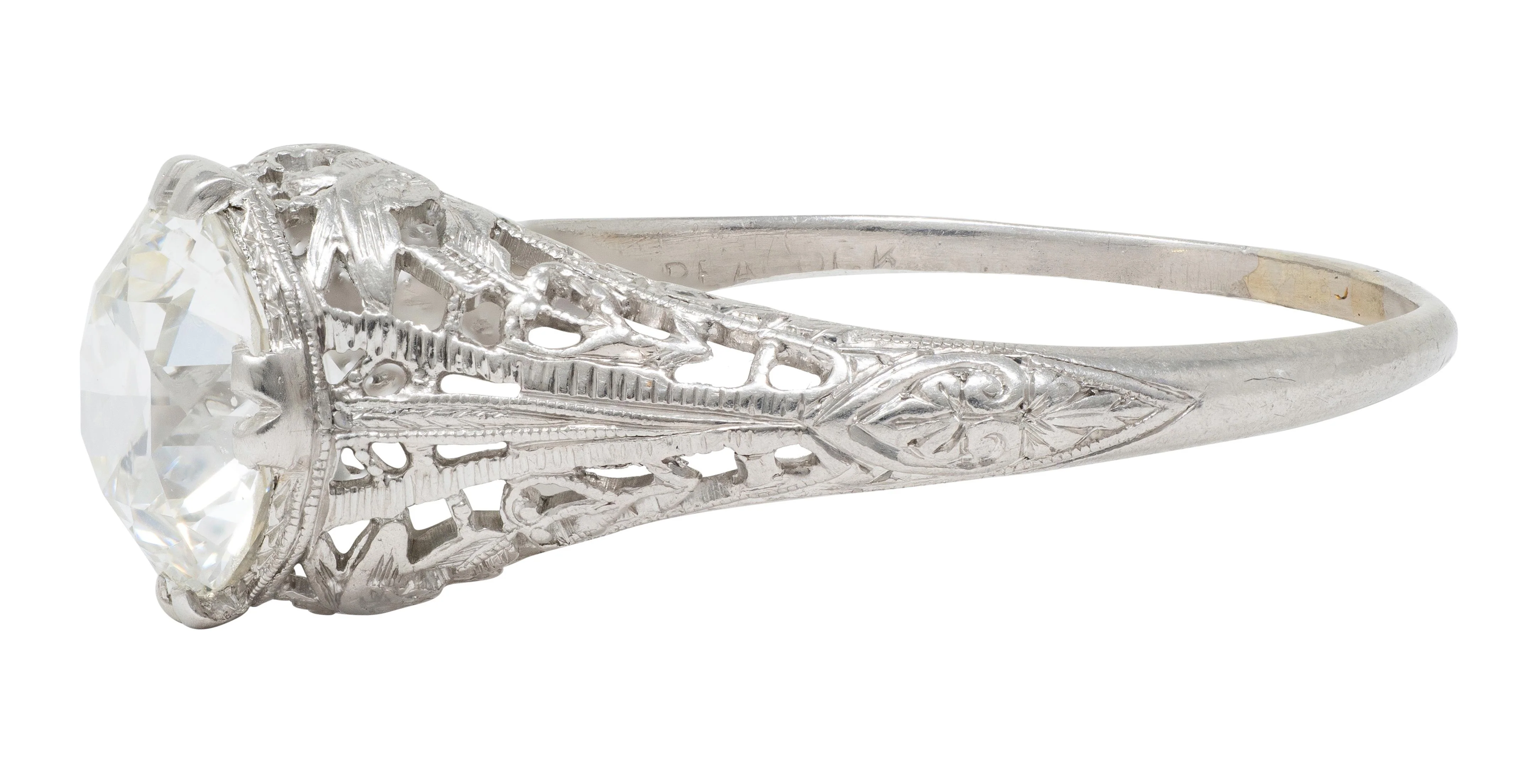 Art Deco C.D. Peacock 1.84 CT European Diamond Platinum Vintage Dove Lovebird Solitaire Engagement Ring - Image 9