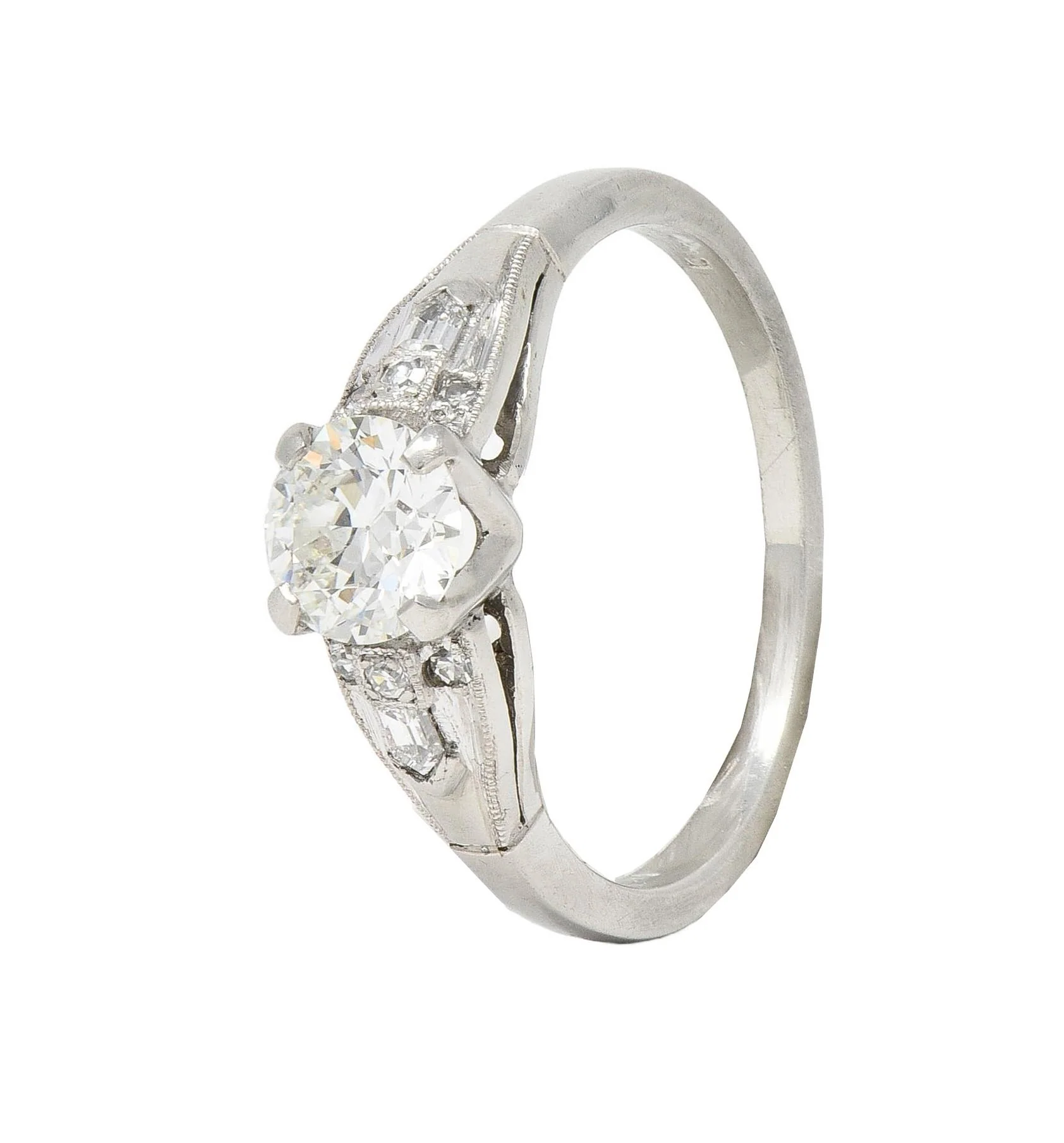 Art Deco Demaria 0.91 CTW Transitional Cut Diamond Platinum Vintage Engagement Ring - Image 10