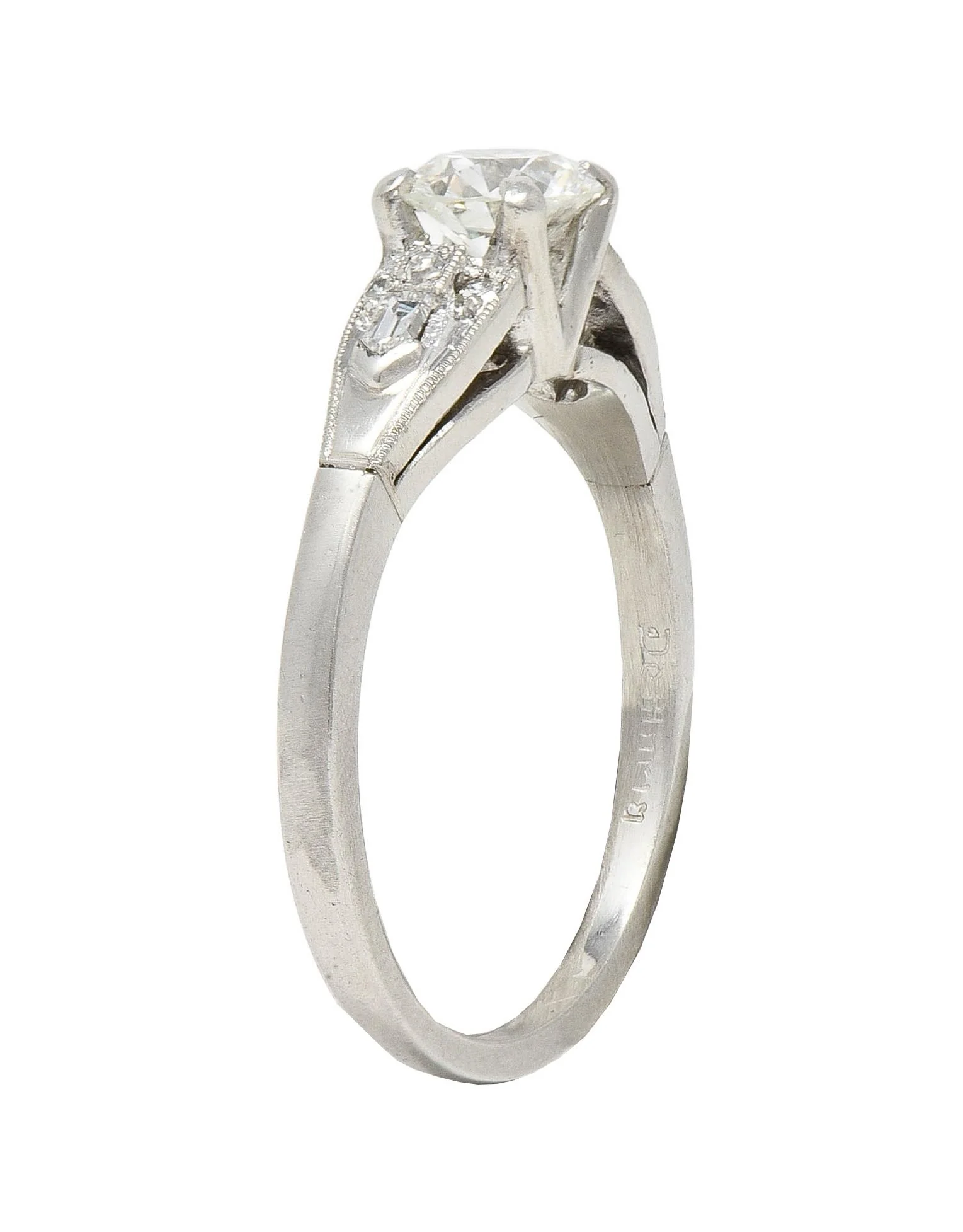 Art Deco Demaria 0.91 CTW Transitional Cut Diamond Platinum Vintage Engagement Ring - Image 11