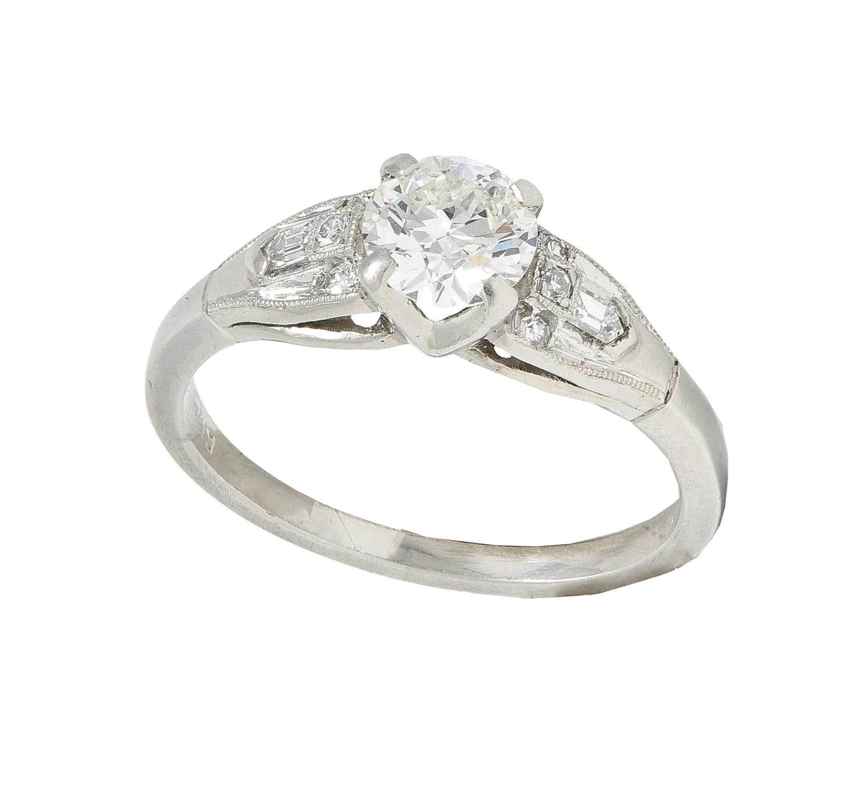 Art Deco Demaria 0.91 CTW Transitional Cut Diamond Platinum Vintage Engagement Ring - Image 12